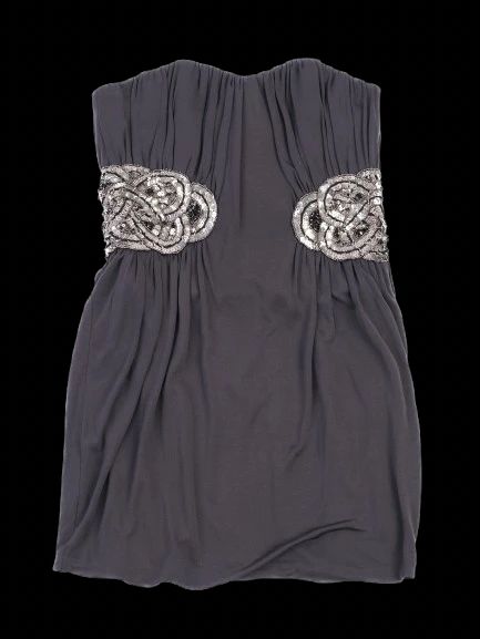 Excellent Jay AHR Gray Strapless Pleated Dress Size S with Sequins