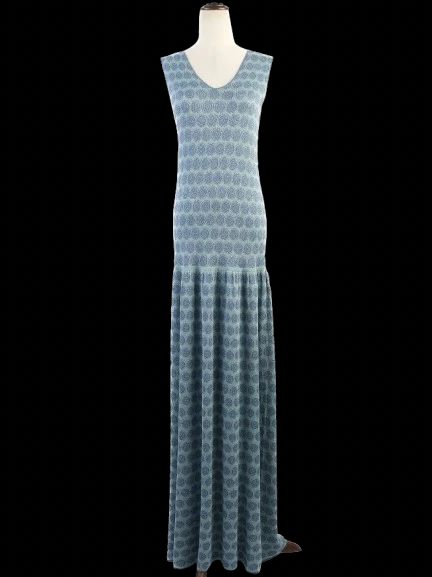 Excellent Stefanel Blue Maxi Dress Combined Viscose Size M