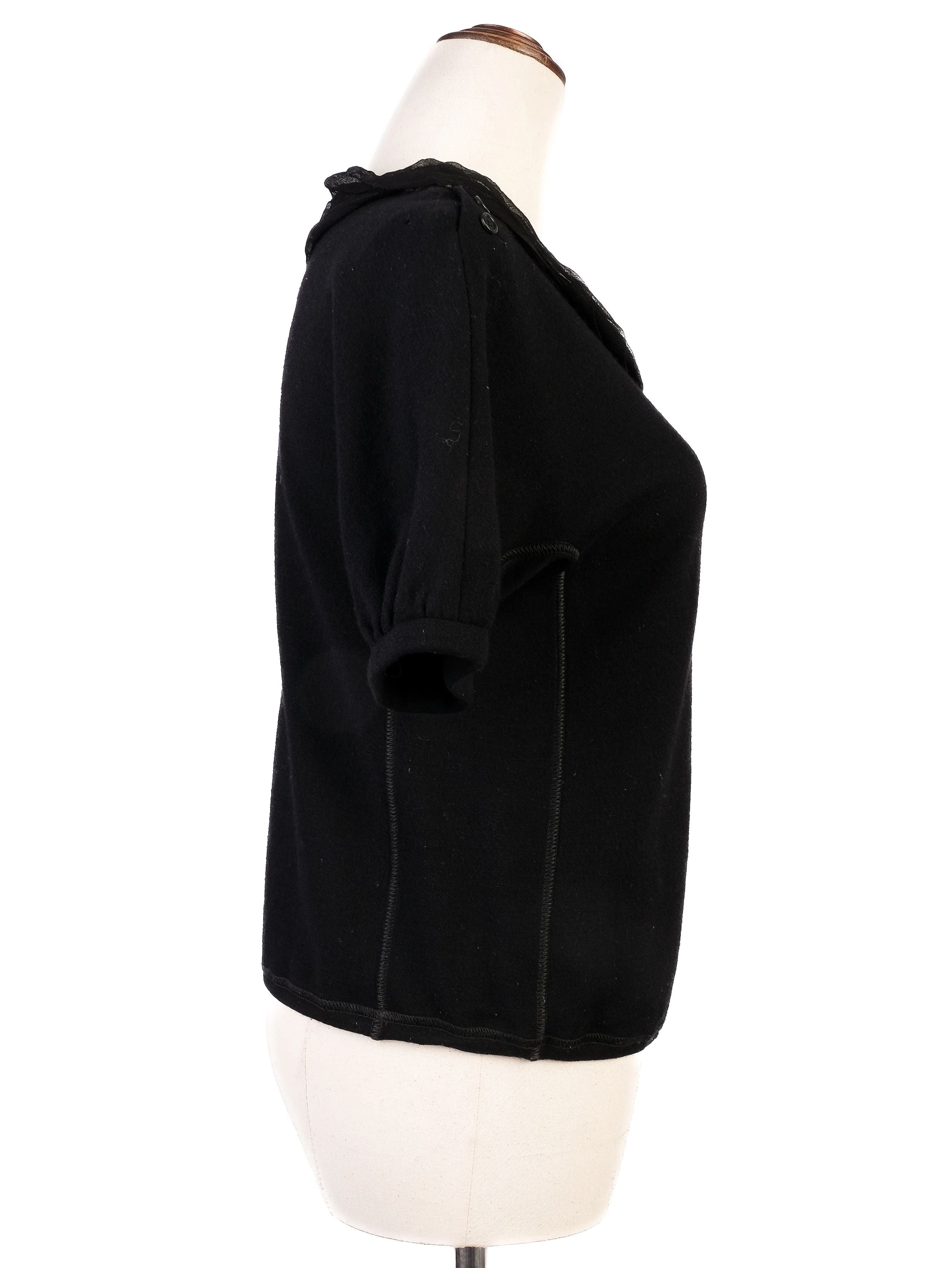 Excellent Louis Vuitton Black Cotton Short-Sleeved Top Size XS