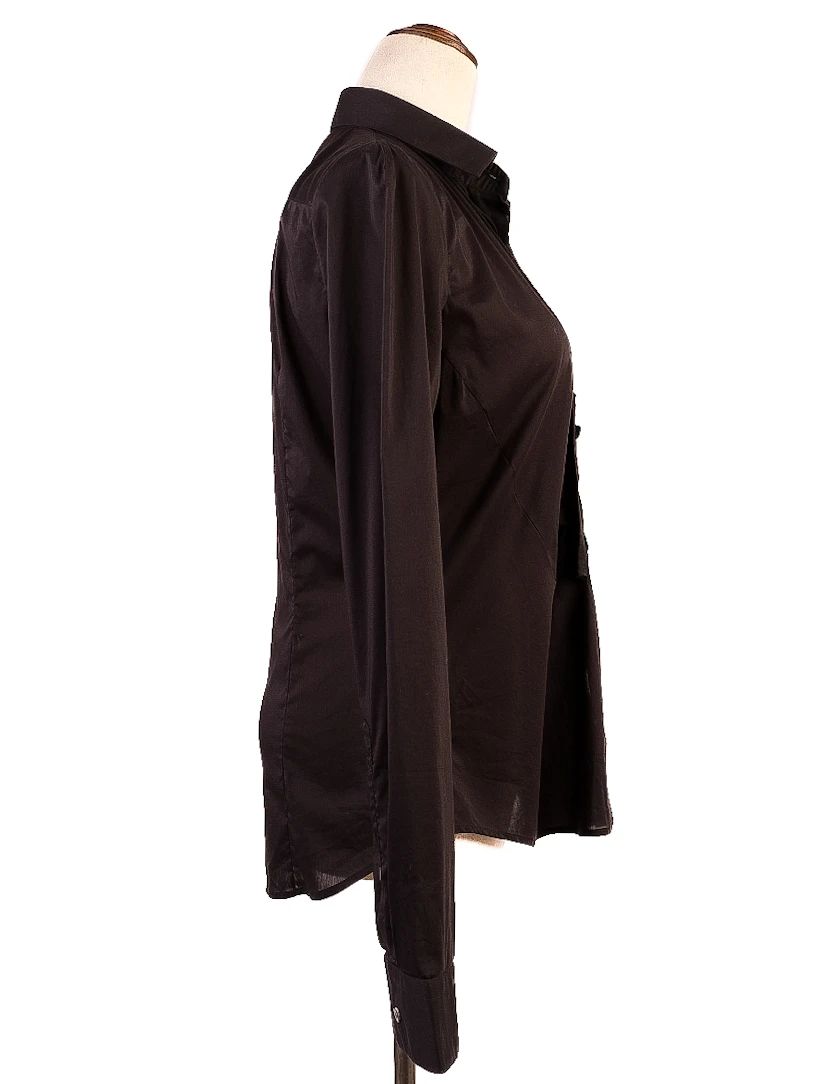 Excellent Neil Barrett Black Cotton Blouse Size M with Ruffle Details