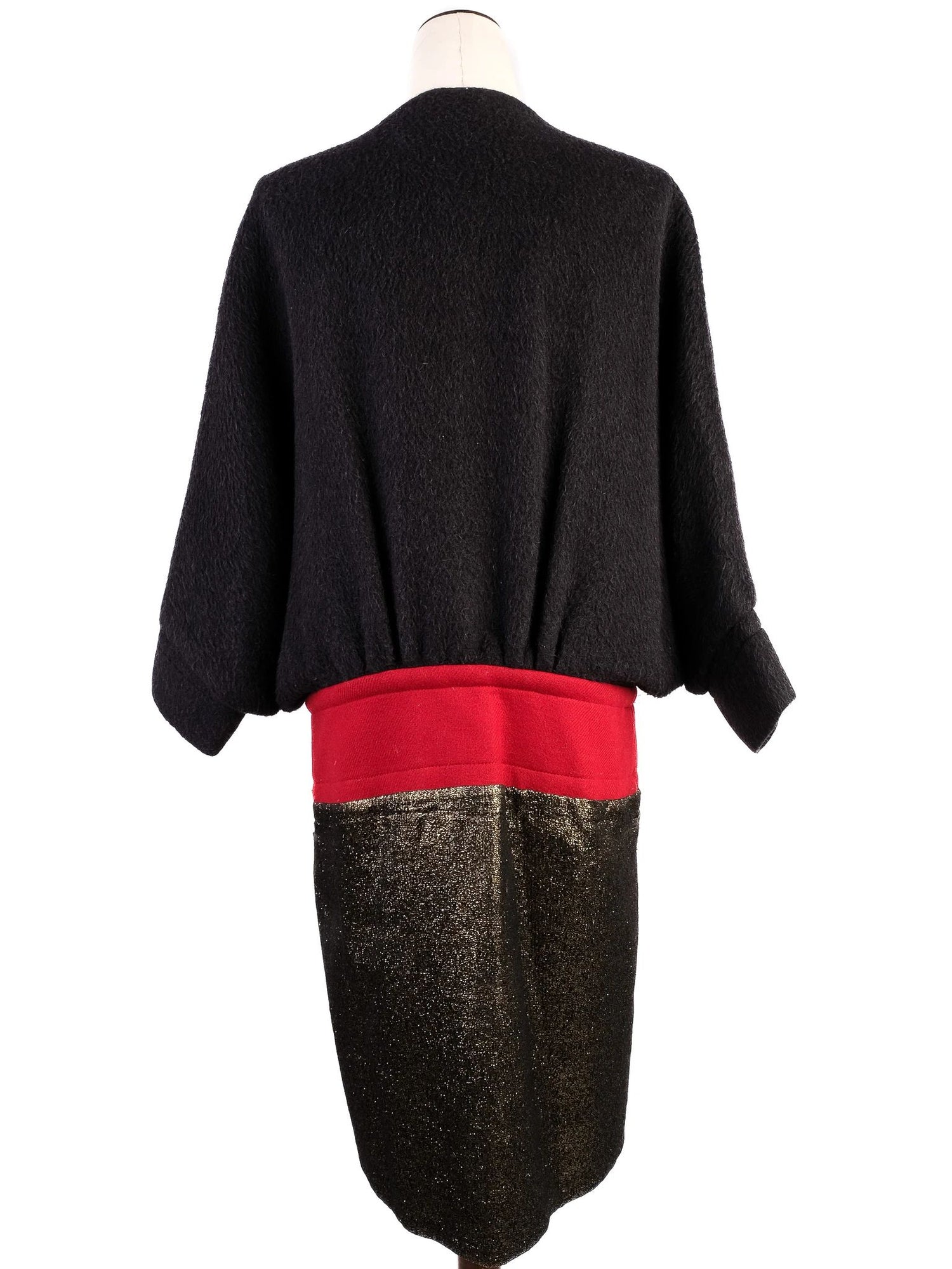 Excellent Diane von Furstenberg Black Alpaca Wool Dress Size M