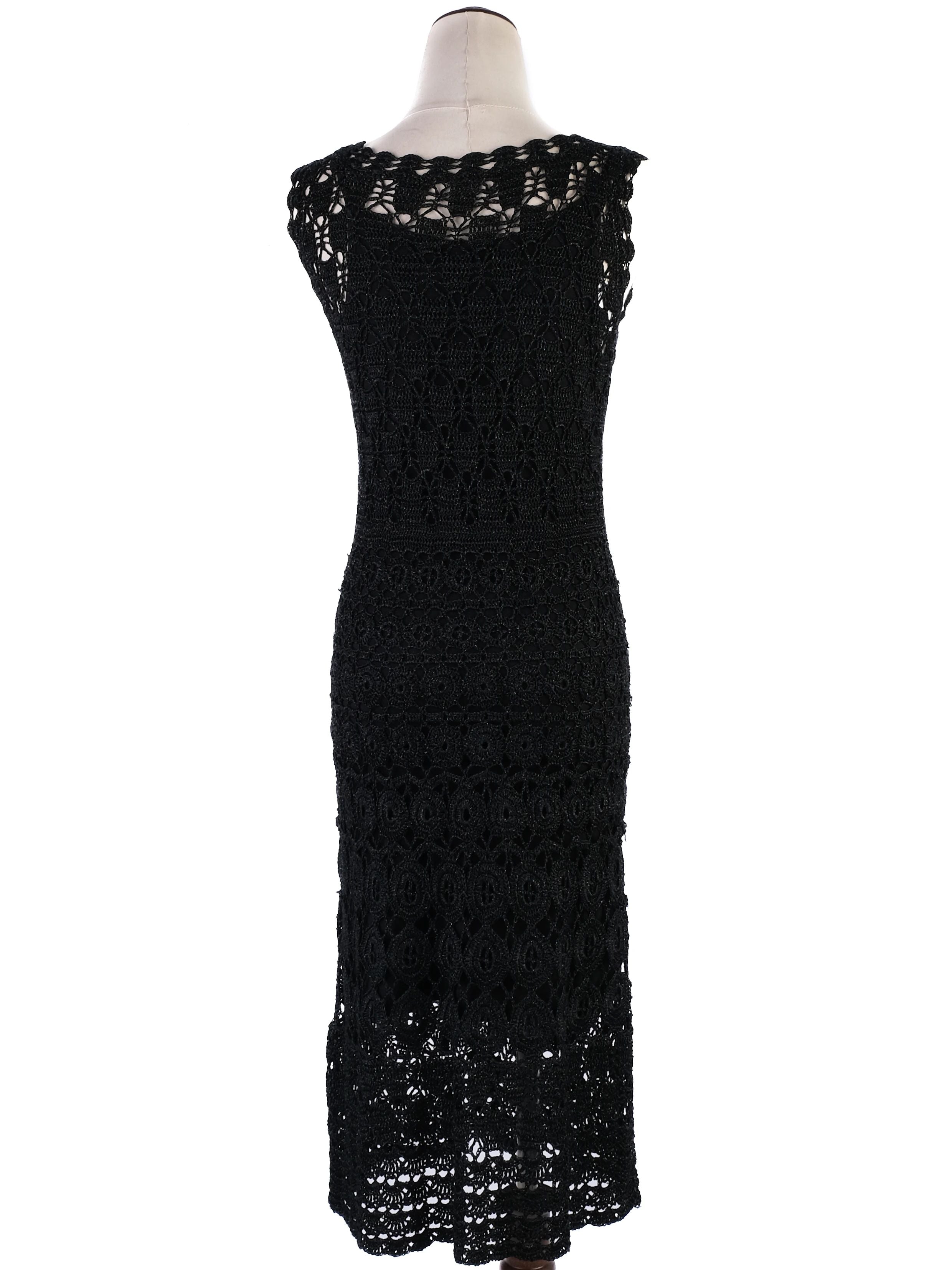 Excellent Laurel Black Crochet Dress with Shawl Size S