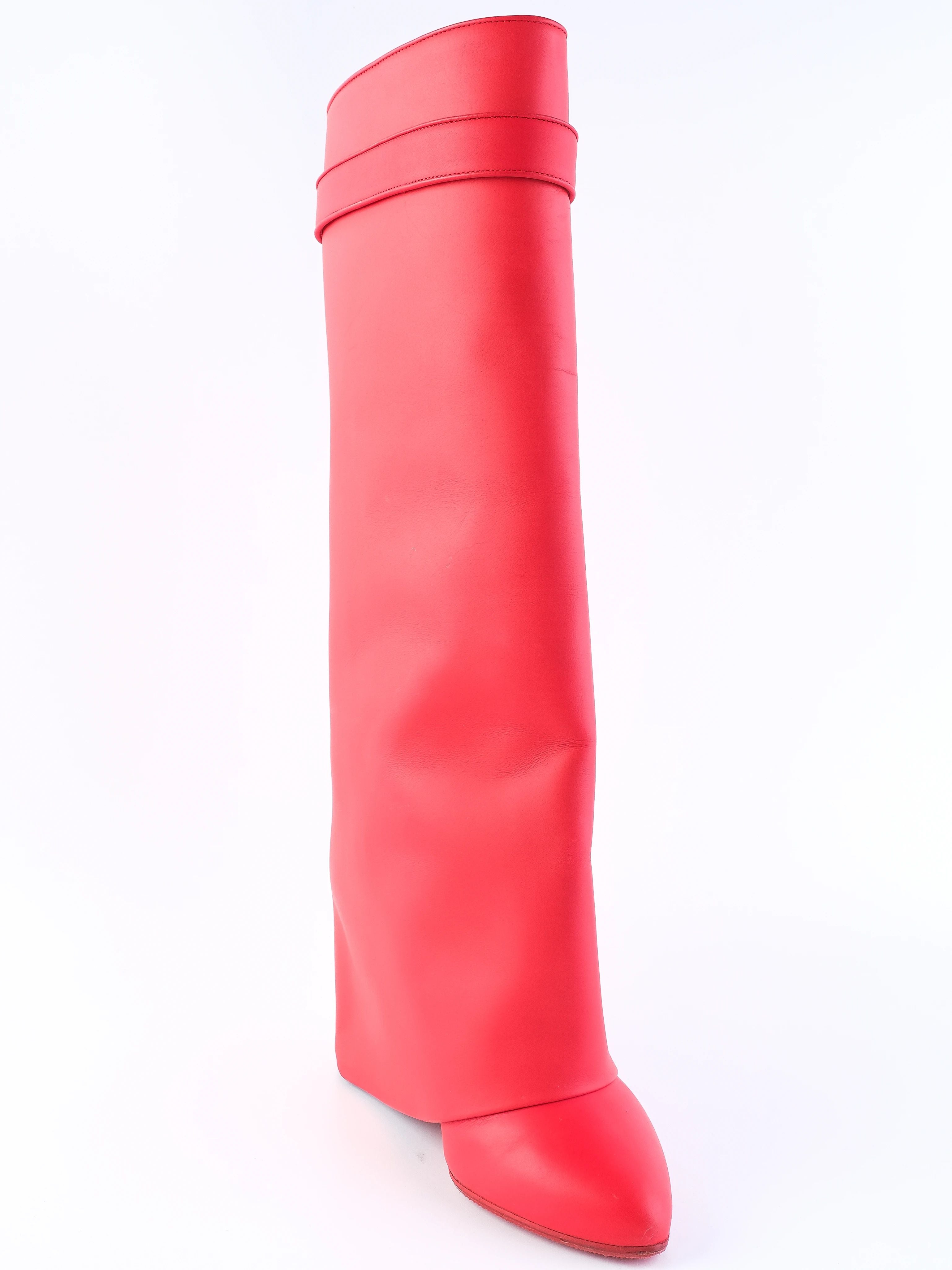 Good Givenchy Red Leather Boots Size 39 Women with Decorative Clasp