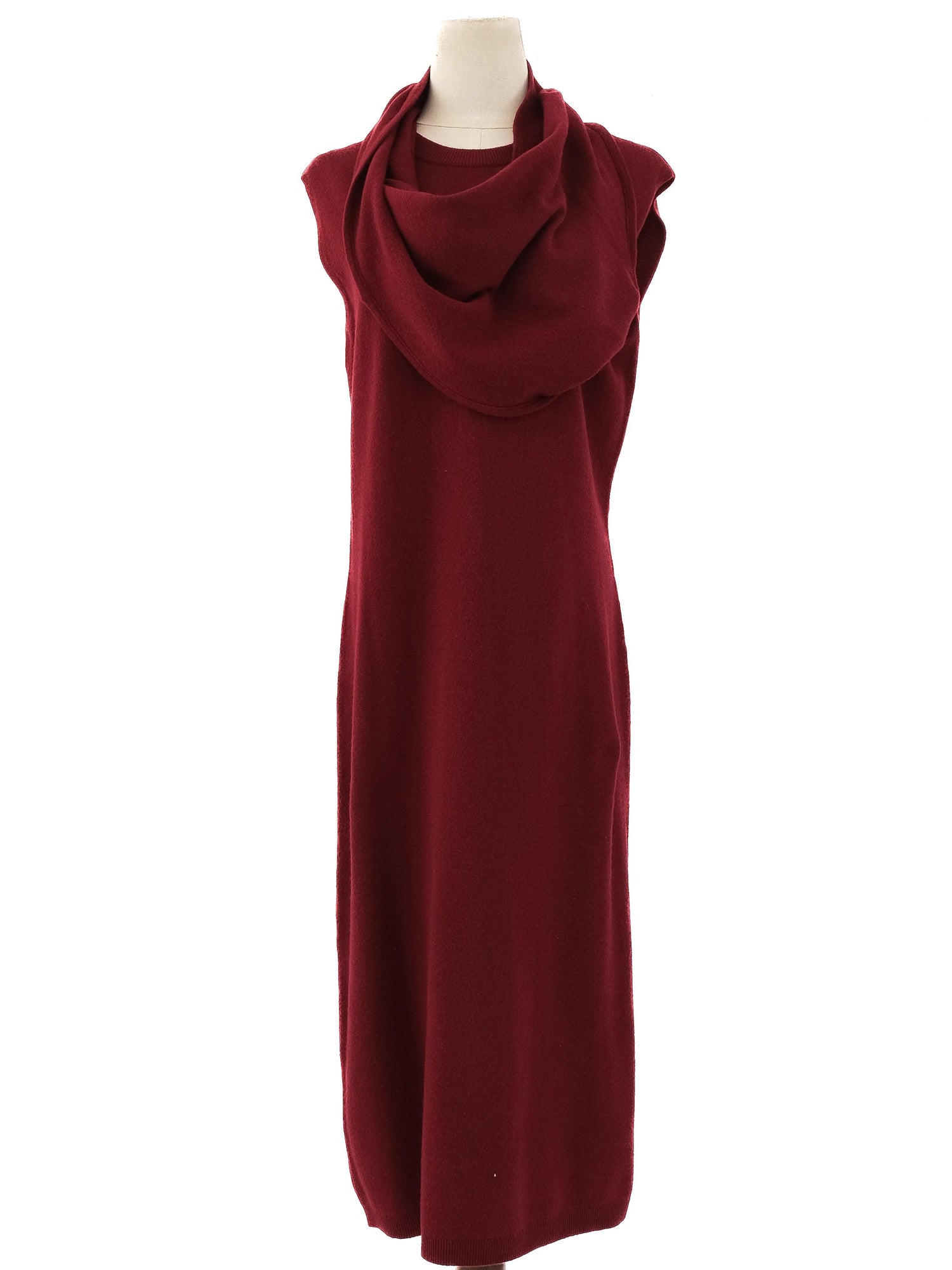 Excellent Joseph Red Wool Sleeveless Dress Size L with Cowl Neck