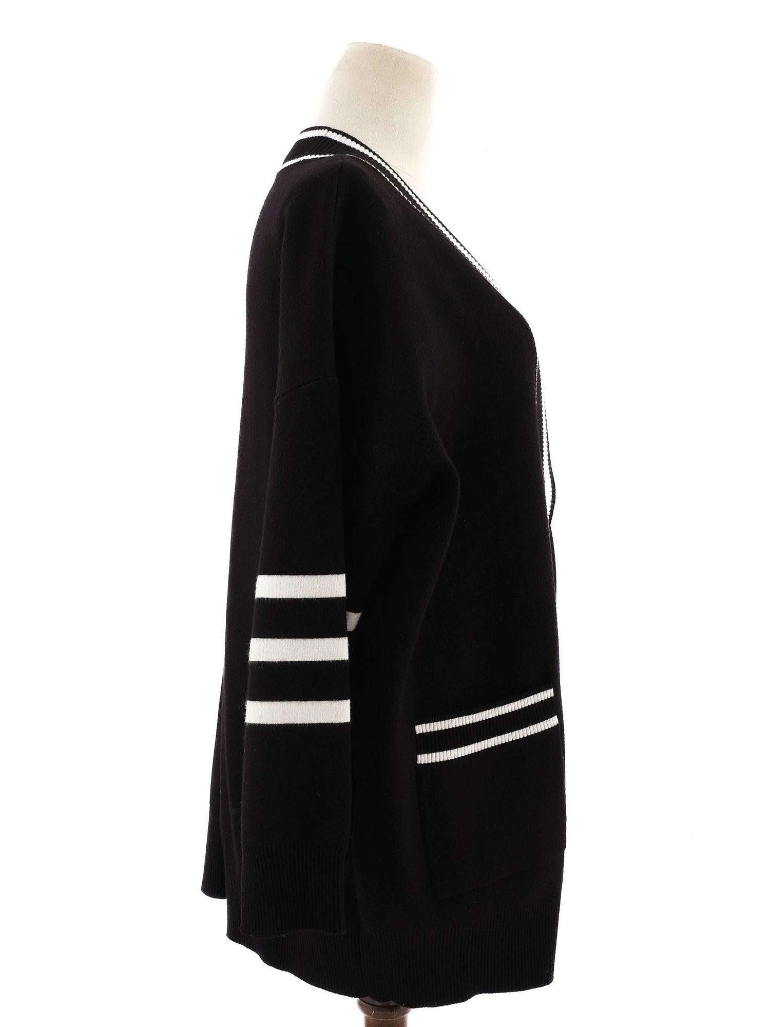 Excellent Sandro Black Cardigan with White Trim Size M