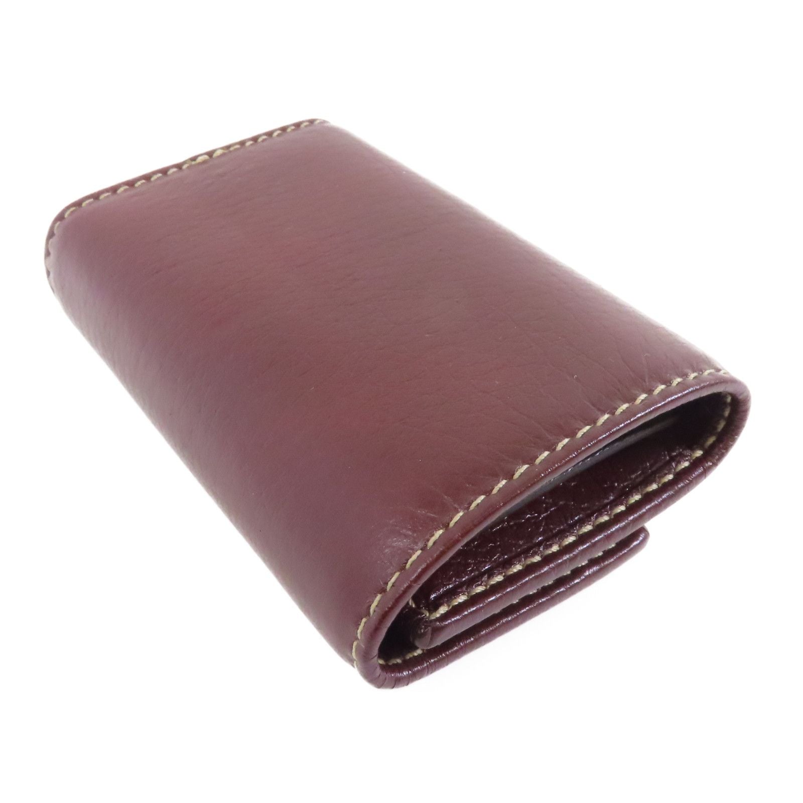 Gucci Cowhide Leather Key Case Silver Chain Spoon Baozhu Red Key Holder Bordeaux Red Calfskin (cowhide) 212177