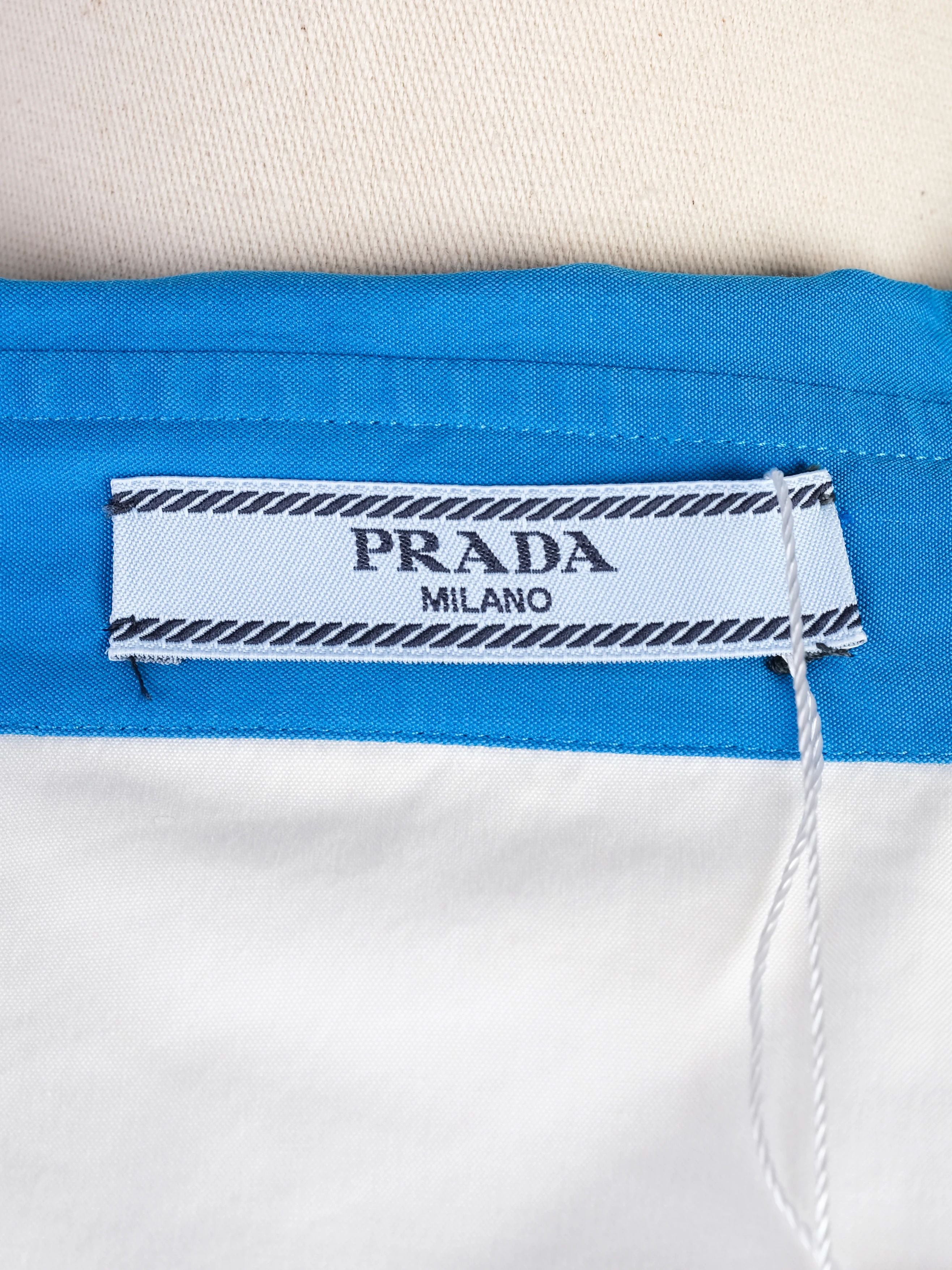 Excellent Prada White Nylon Long-Sleeve Shirt Size M