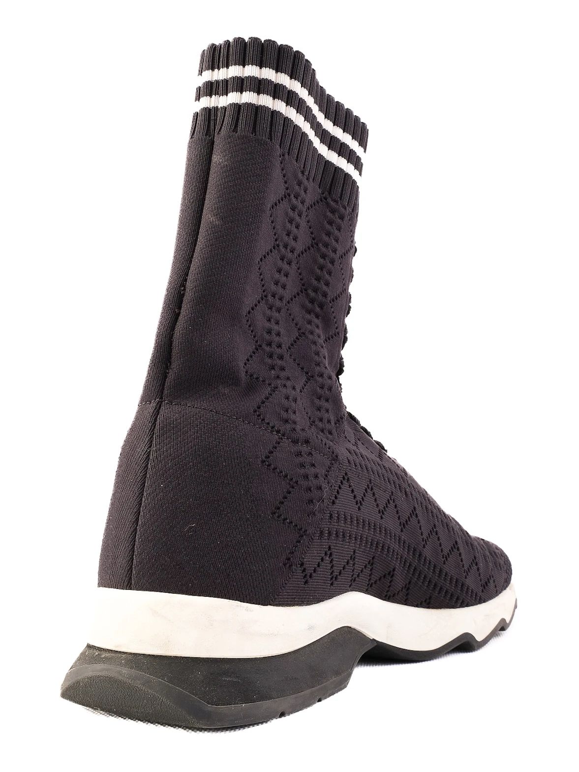 Excellent Fendi Black High-Top Sneakers Fabric Size 37