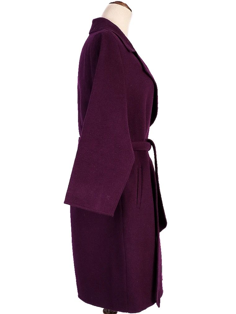 Max Mara Studio Purple Wool Coat with Belt Cucito a Mano