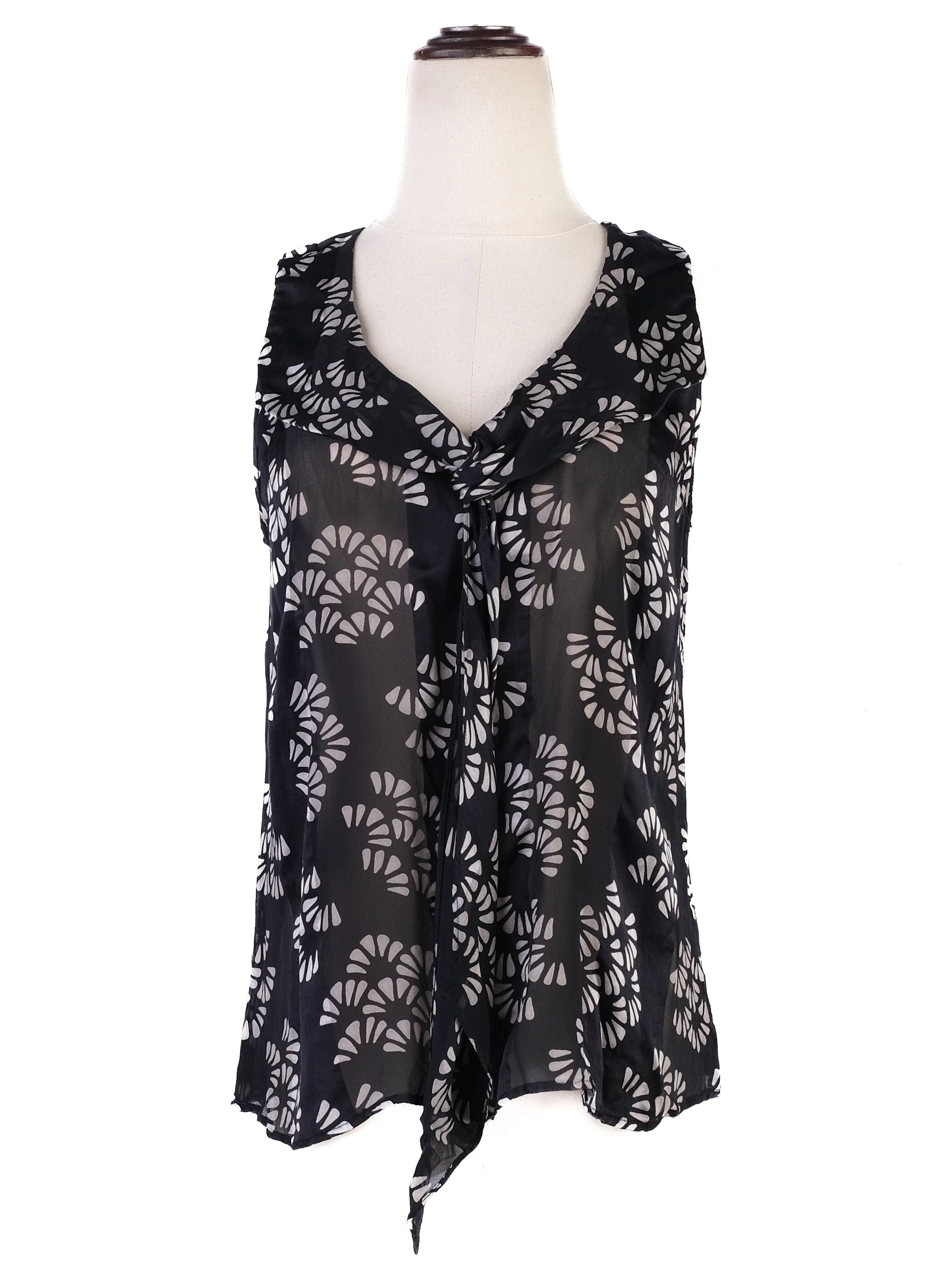 Excellent Giorgio Armani Black Silk Sleeveless Blouse Size S