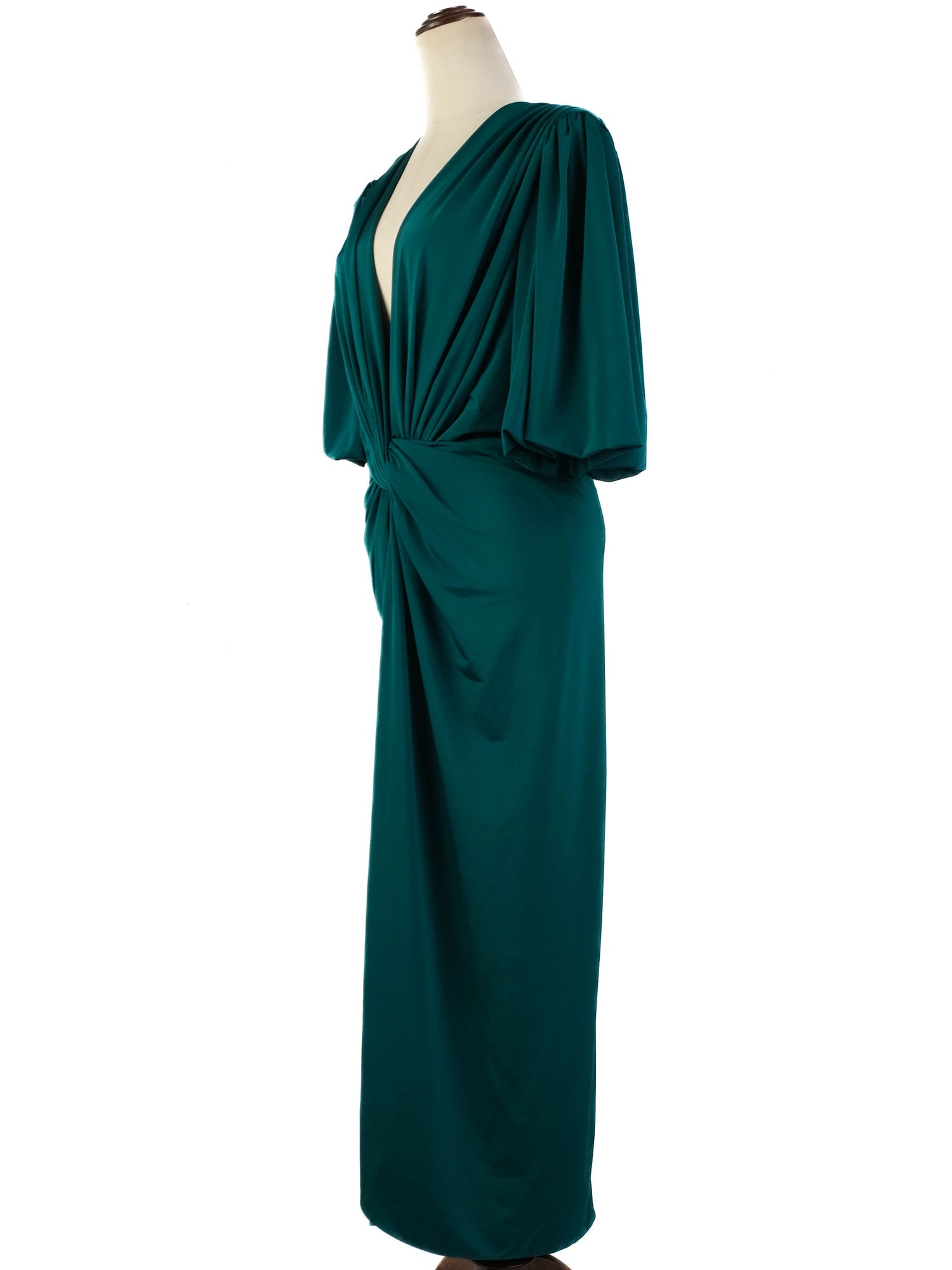 NEW Green Teal Dress Women Polyester Deep V-Neck Size M