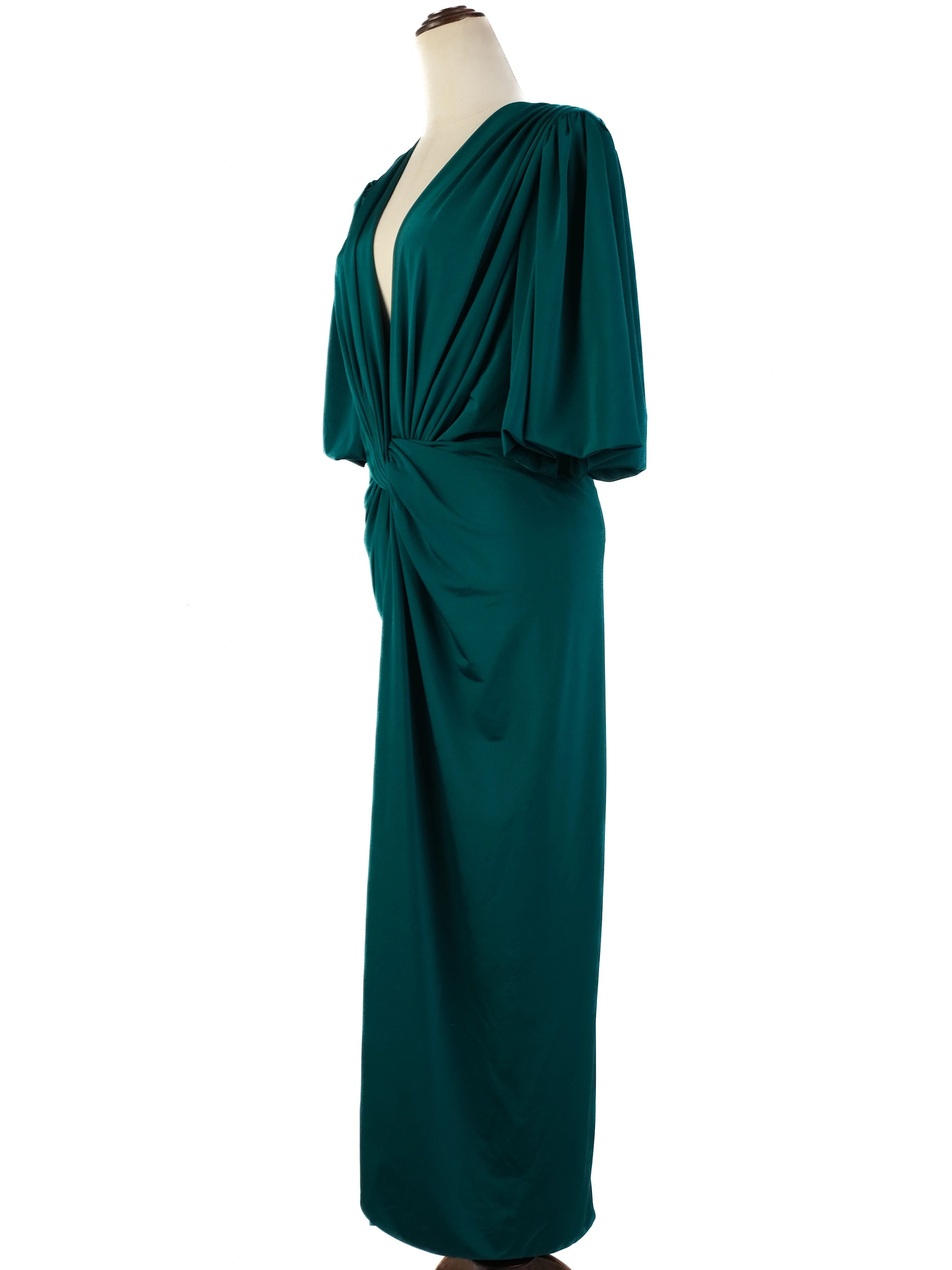 NEW Green Teal Dress Women Polyester Deep V-Neck Size M