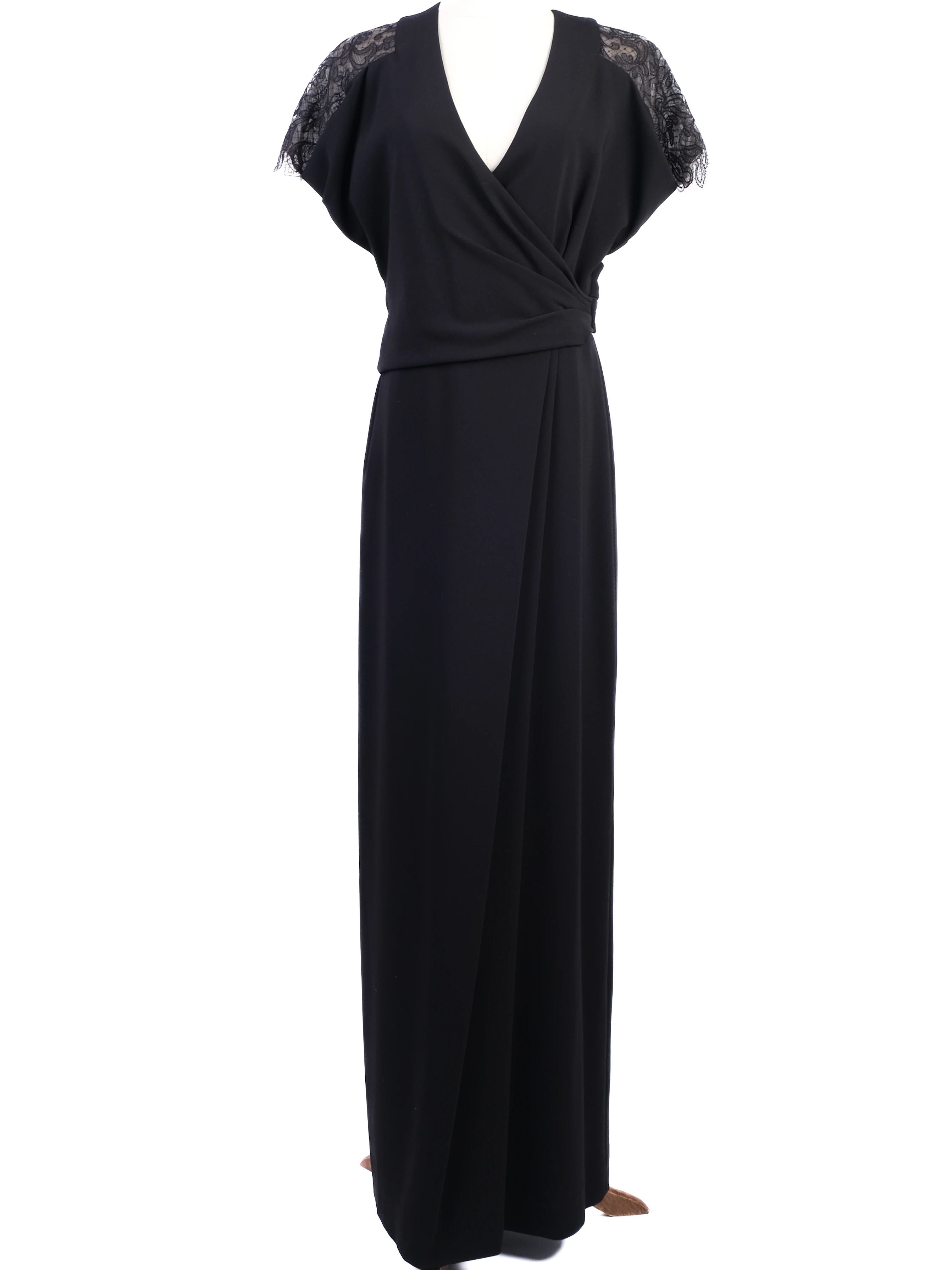 Max Mara Pianoforte Black Lace Long Dress Size L Excellent Condition