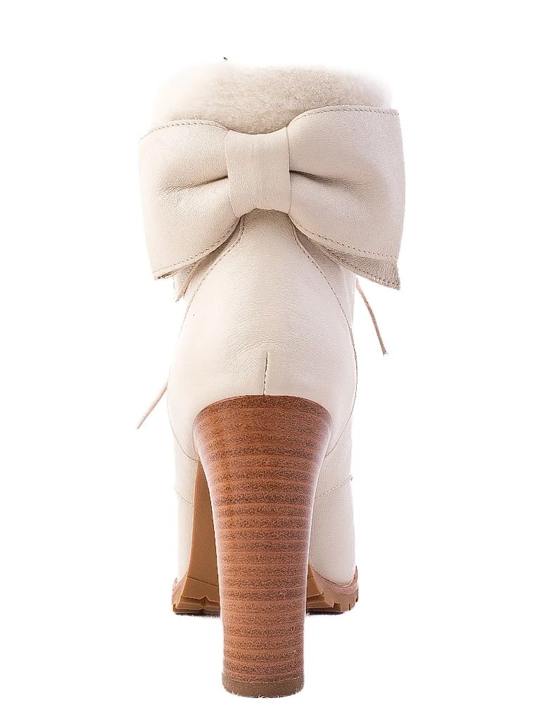 Valentino Leather White Ankle Boots with Fur Trim Size 38