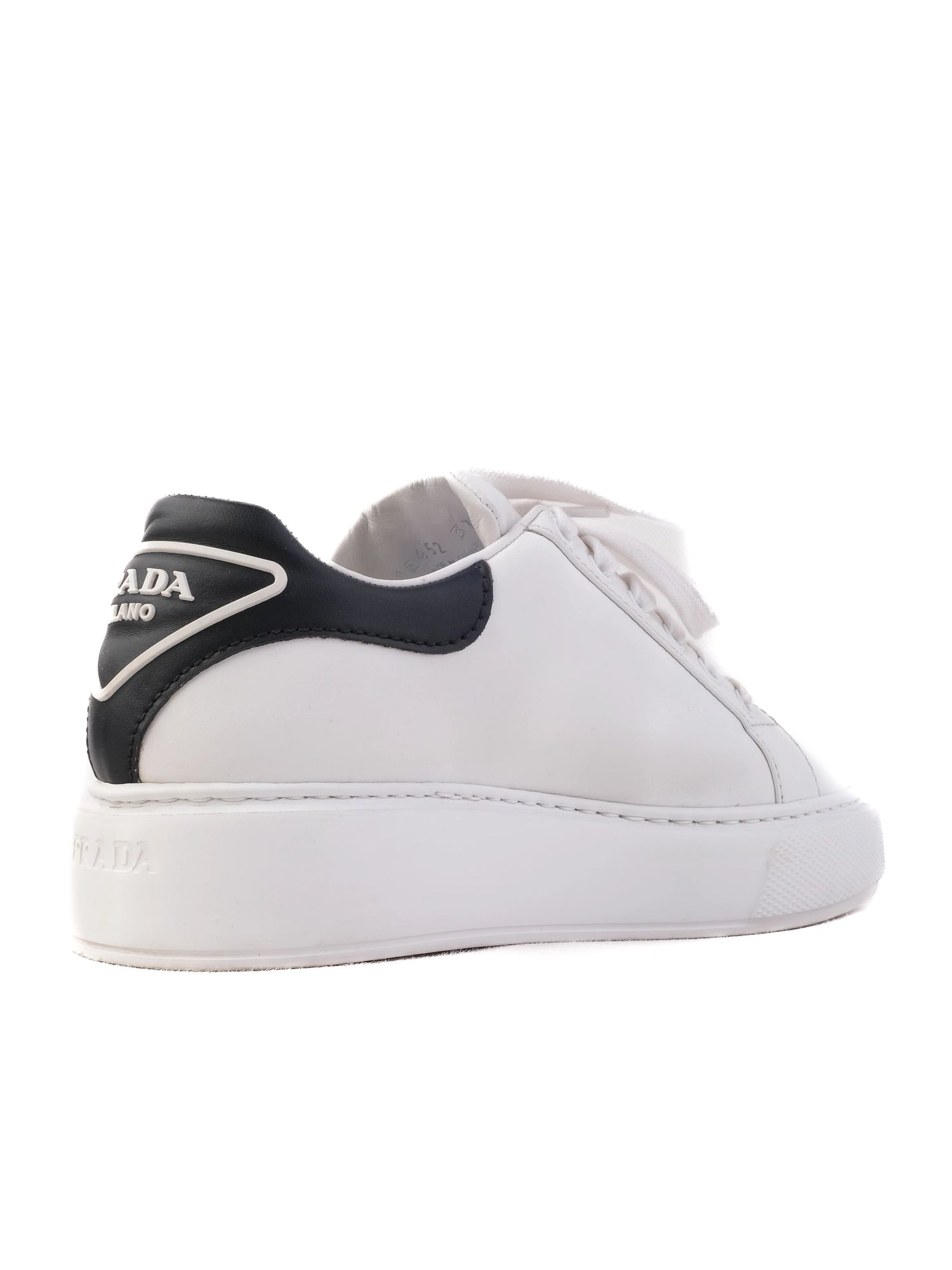Excellent Prada White Leather Sneakers Size 37 with Black Accents