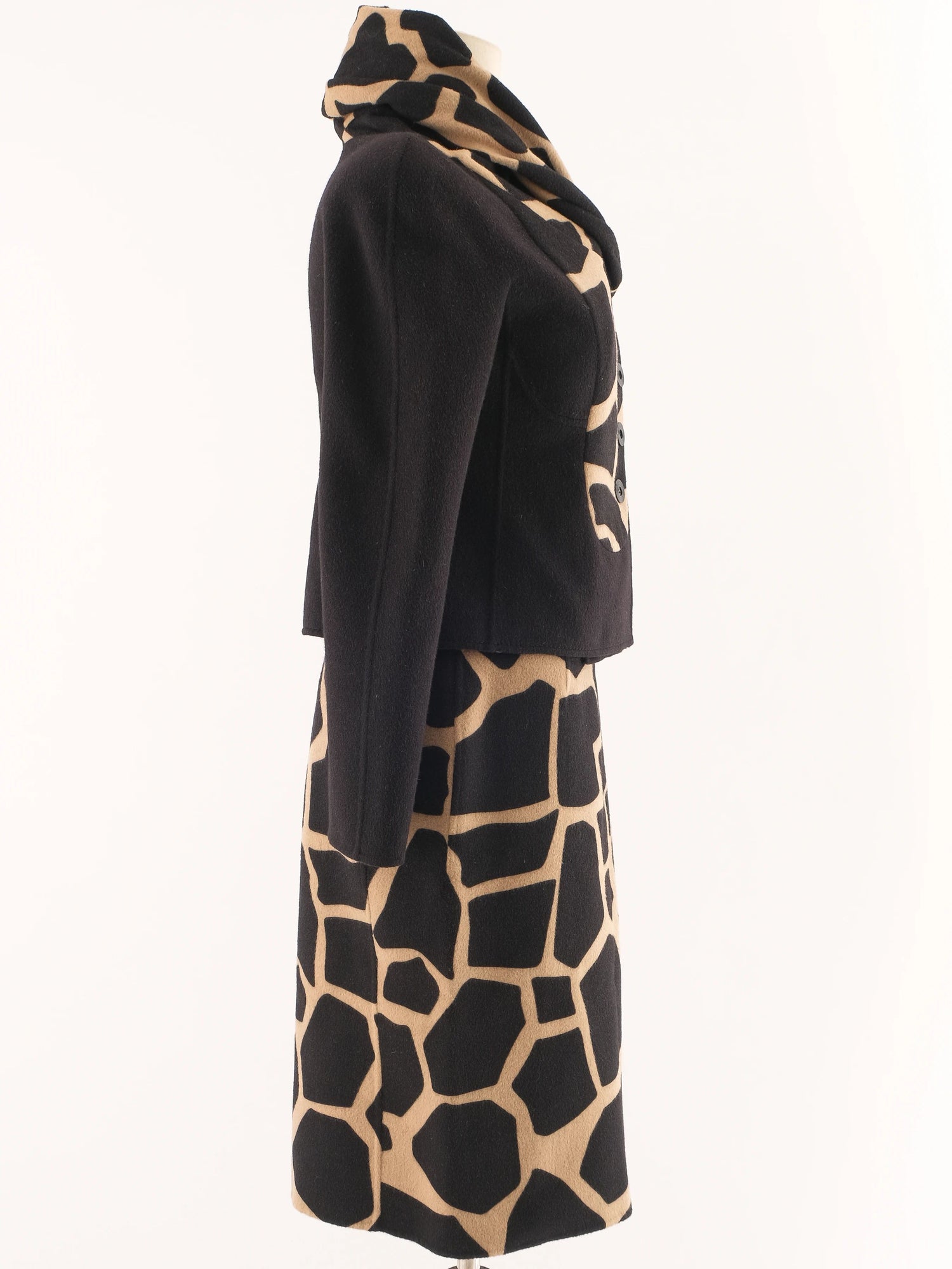 Excellent Valentino Giraffe Print Wool Two-Piece Outfit Size M