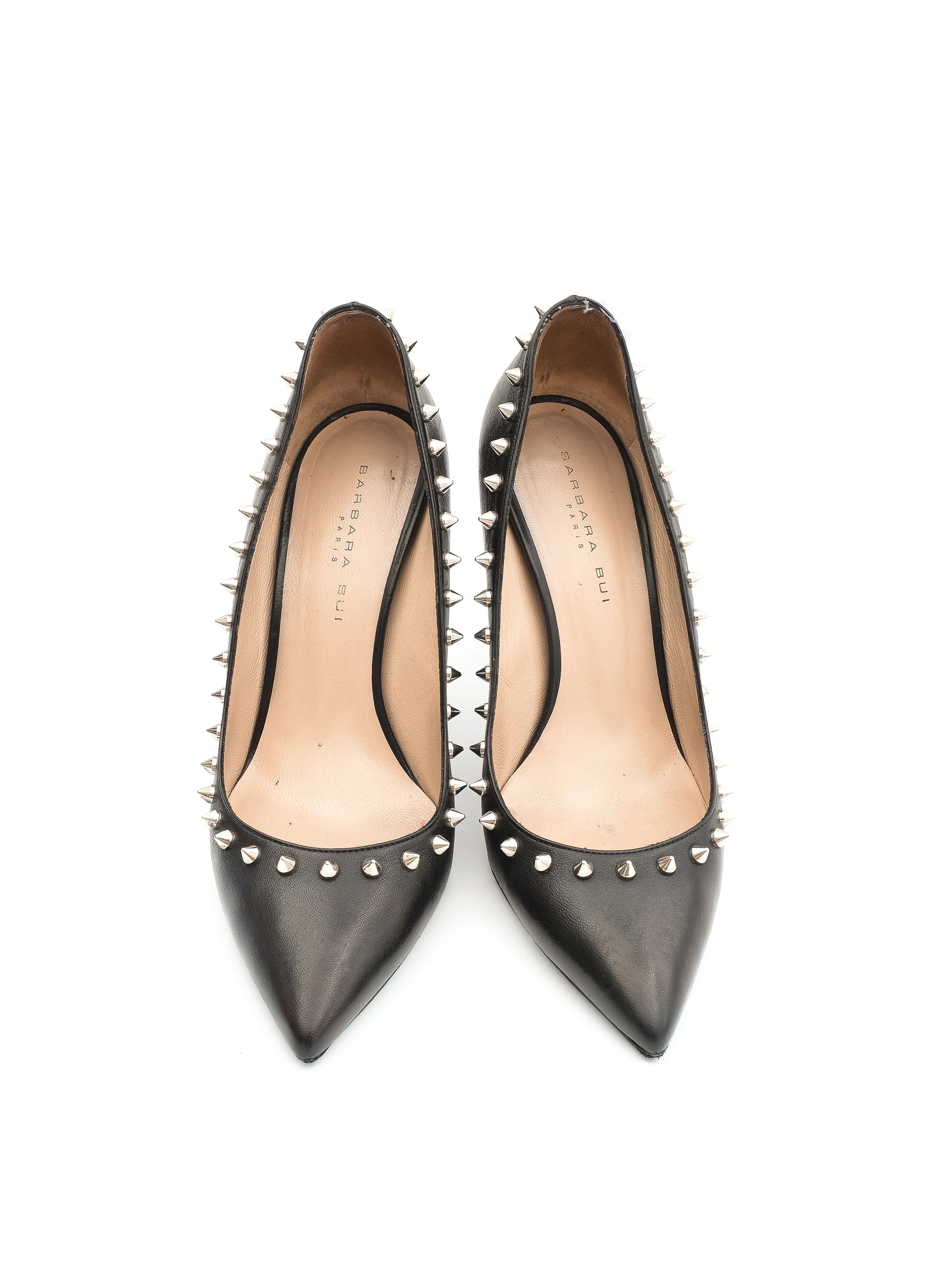 Excellent Barbara Bui Black Leather Stiletto High Heel Size 37.5