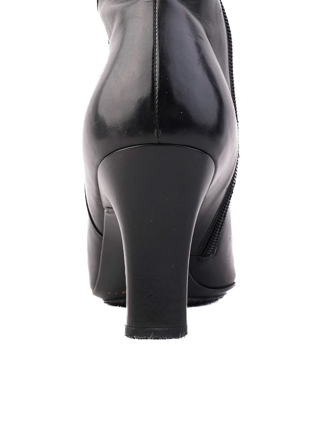 Excellent Salvatore Ferragamo Black Leather Knee-High Boots Size 37