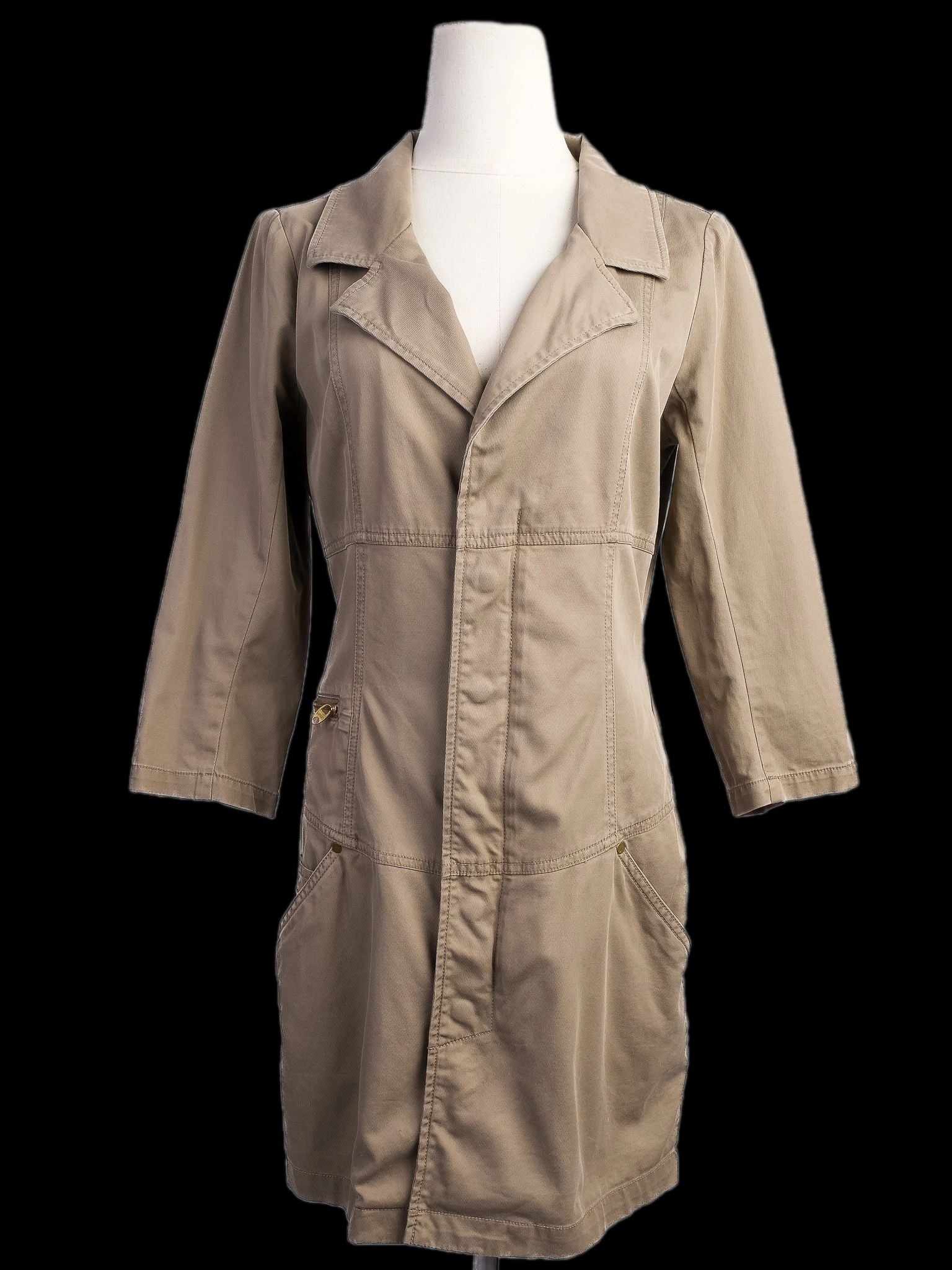 Excellent Diesel Gray Knee-Length Cotton Coat Size M
