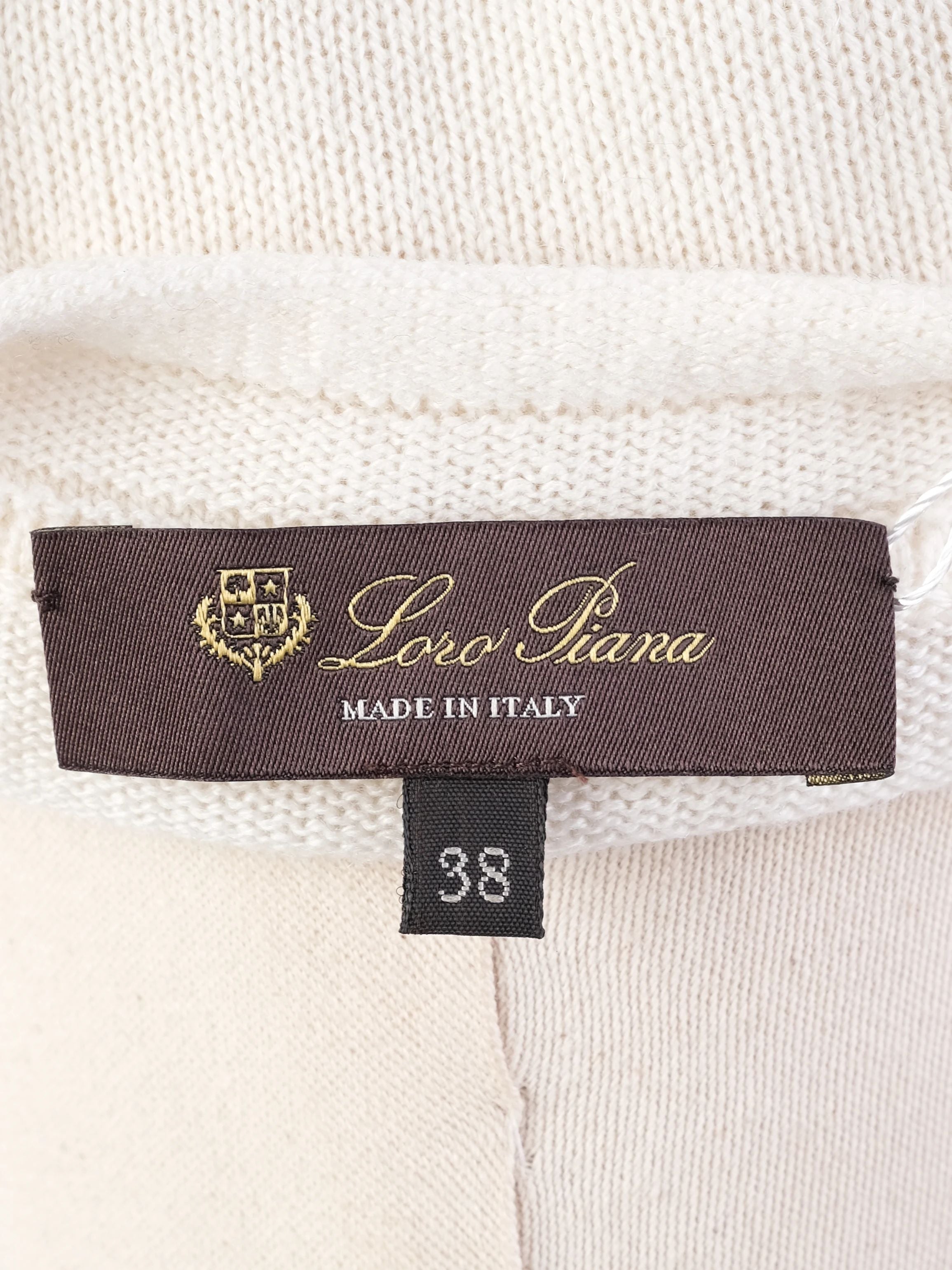 Excellent Loro Piana White Cashmere Sweater Size S Floral Design