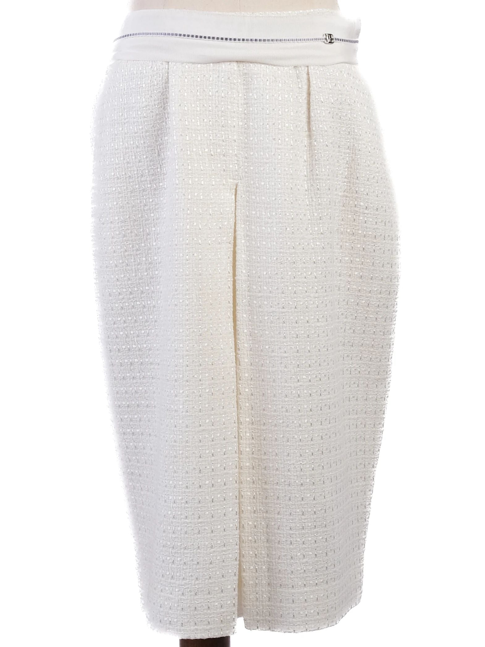 Excellent Salvatore Ferragamo White Textured Skirt Size L