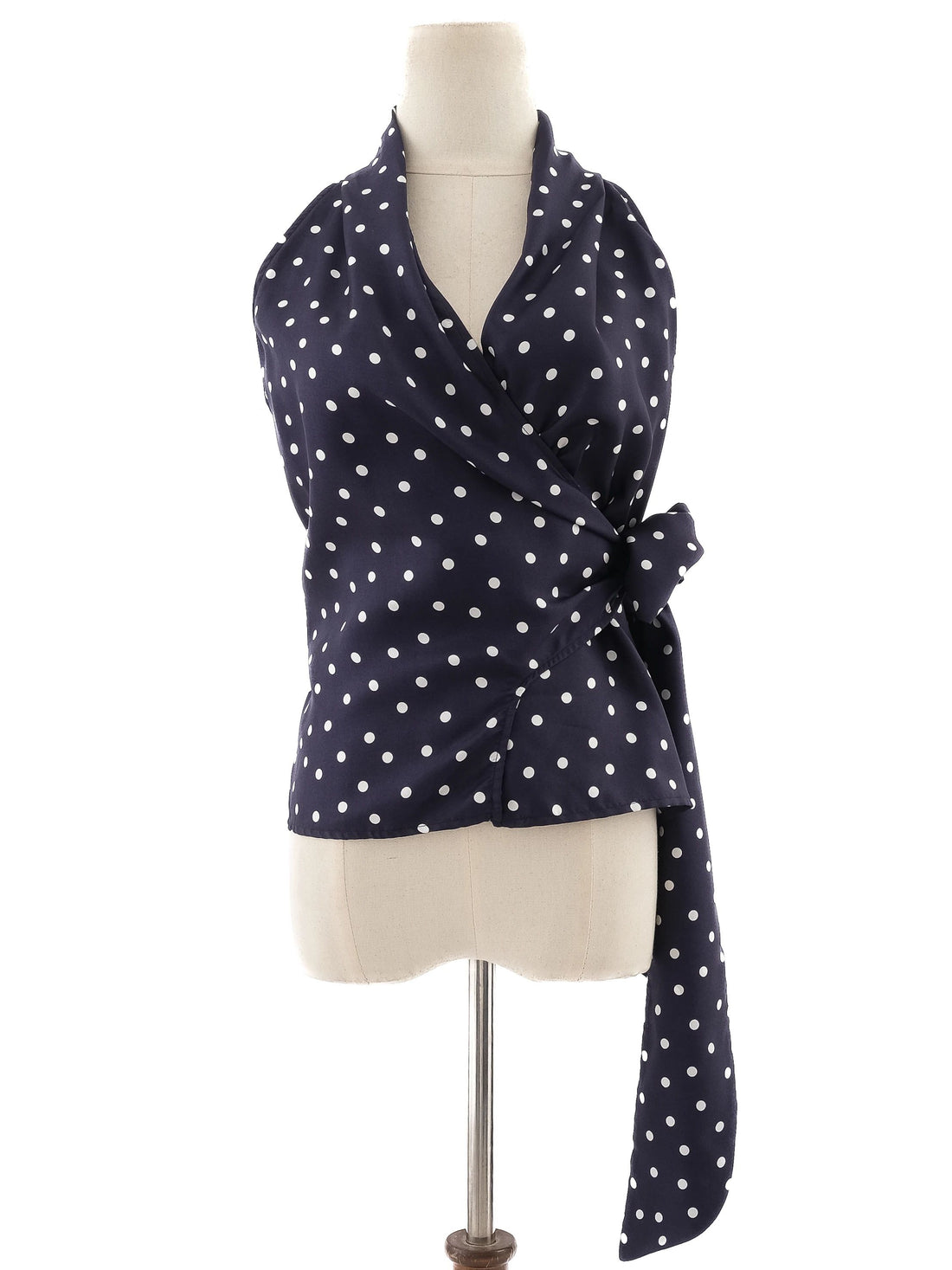 Max Mara Blue Wrap Top Women Size S Polka Dot Viscose Excellent