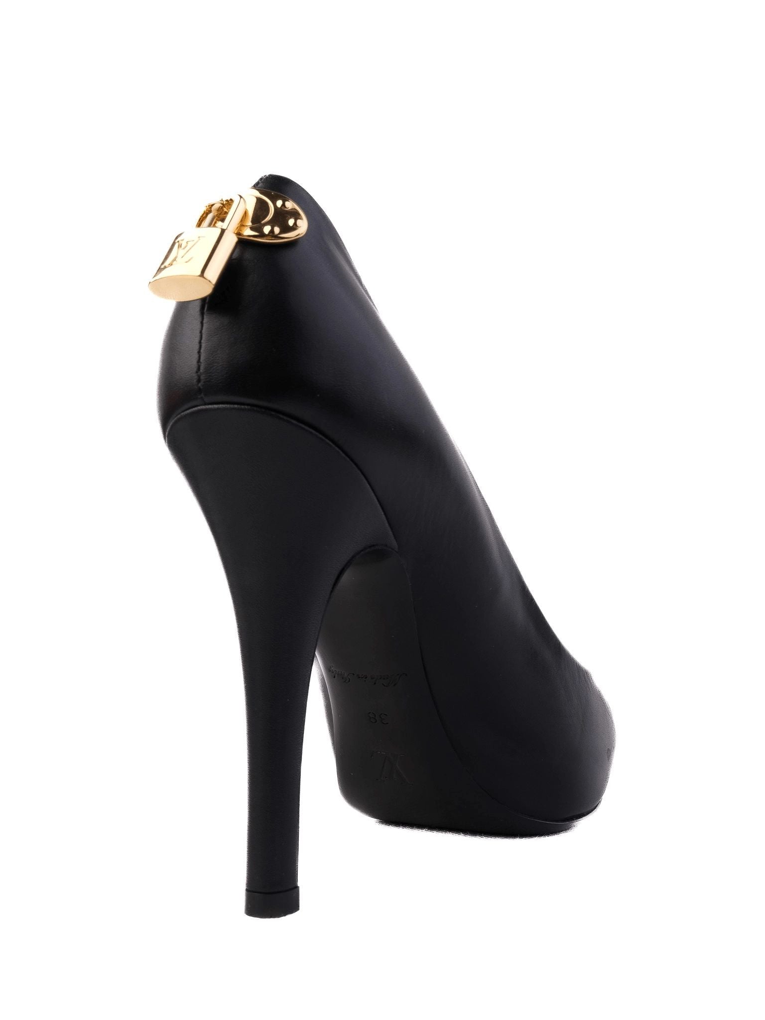 NEW Louis Vuitton Black Leather High-Heeled Shoes Size 38
