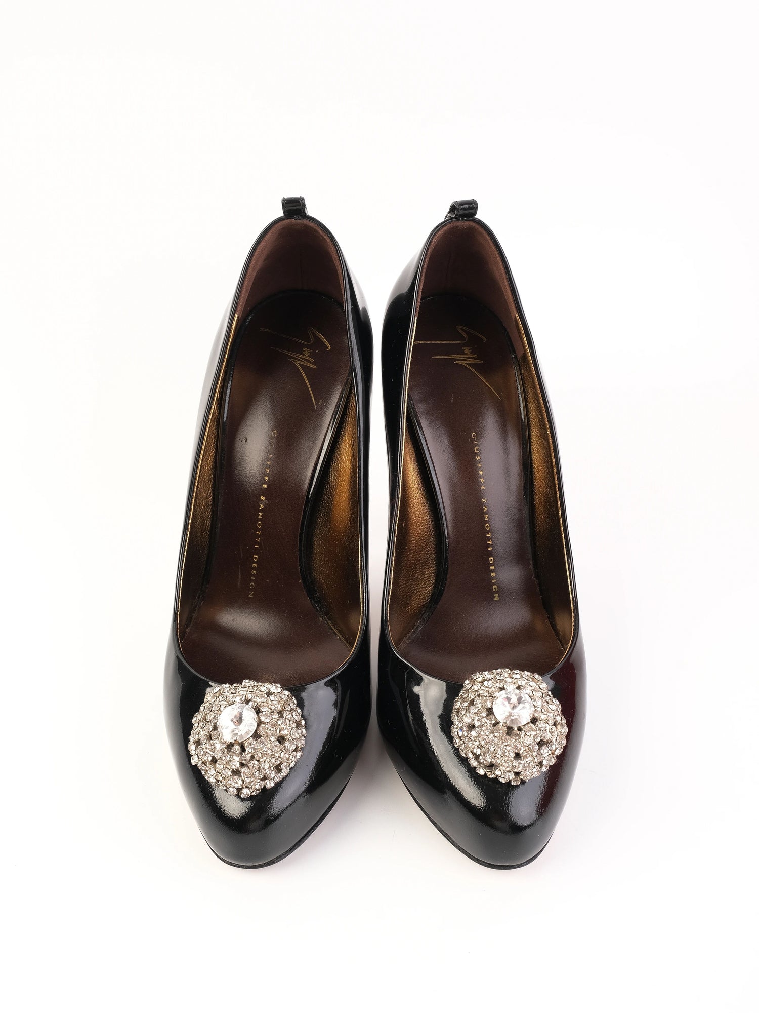 Excellent Giuseppe Zanotti Black Leather High-Heeled Shoes Size 38.5