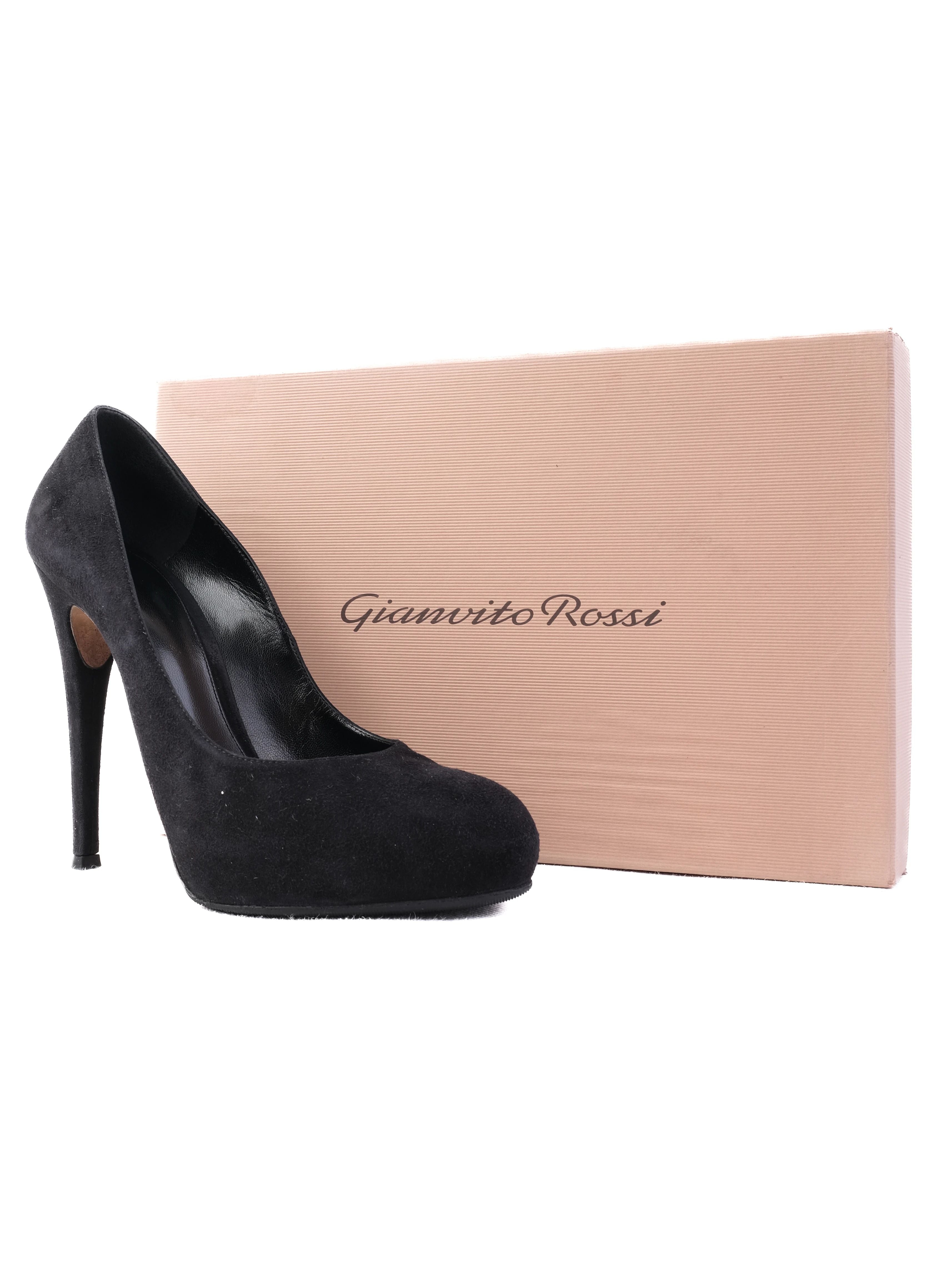 Excellent Gianvito Rossi Black Leather High Heels Size 38.5