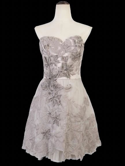 Perfect Karen Millen Gray Silk Strapless Dress Size M