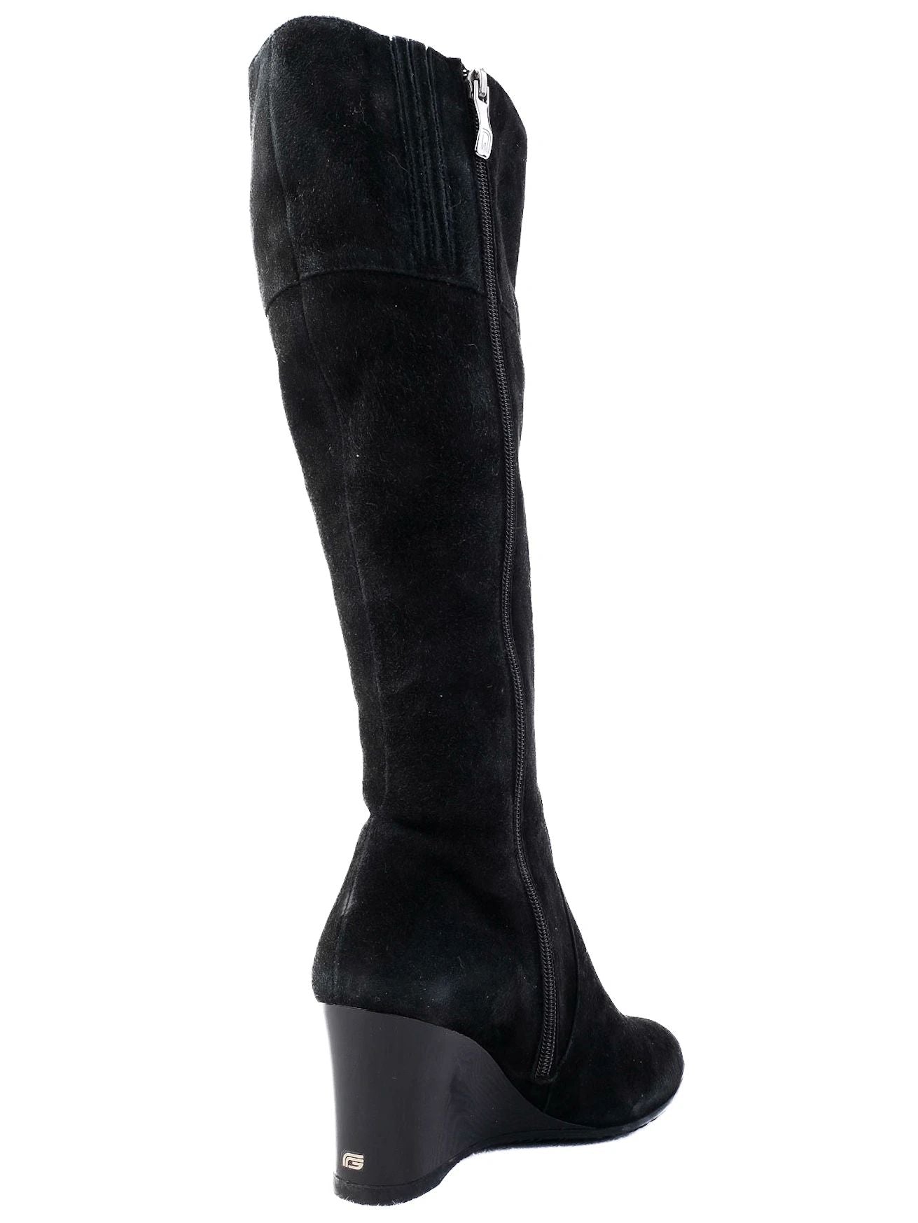 Perfect Giovanni Fabiani Black Leather Wedge-Heeled Boots Size 37