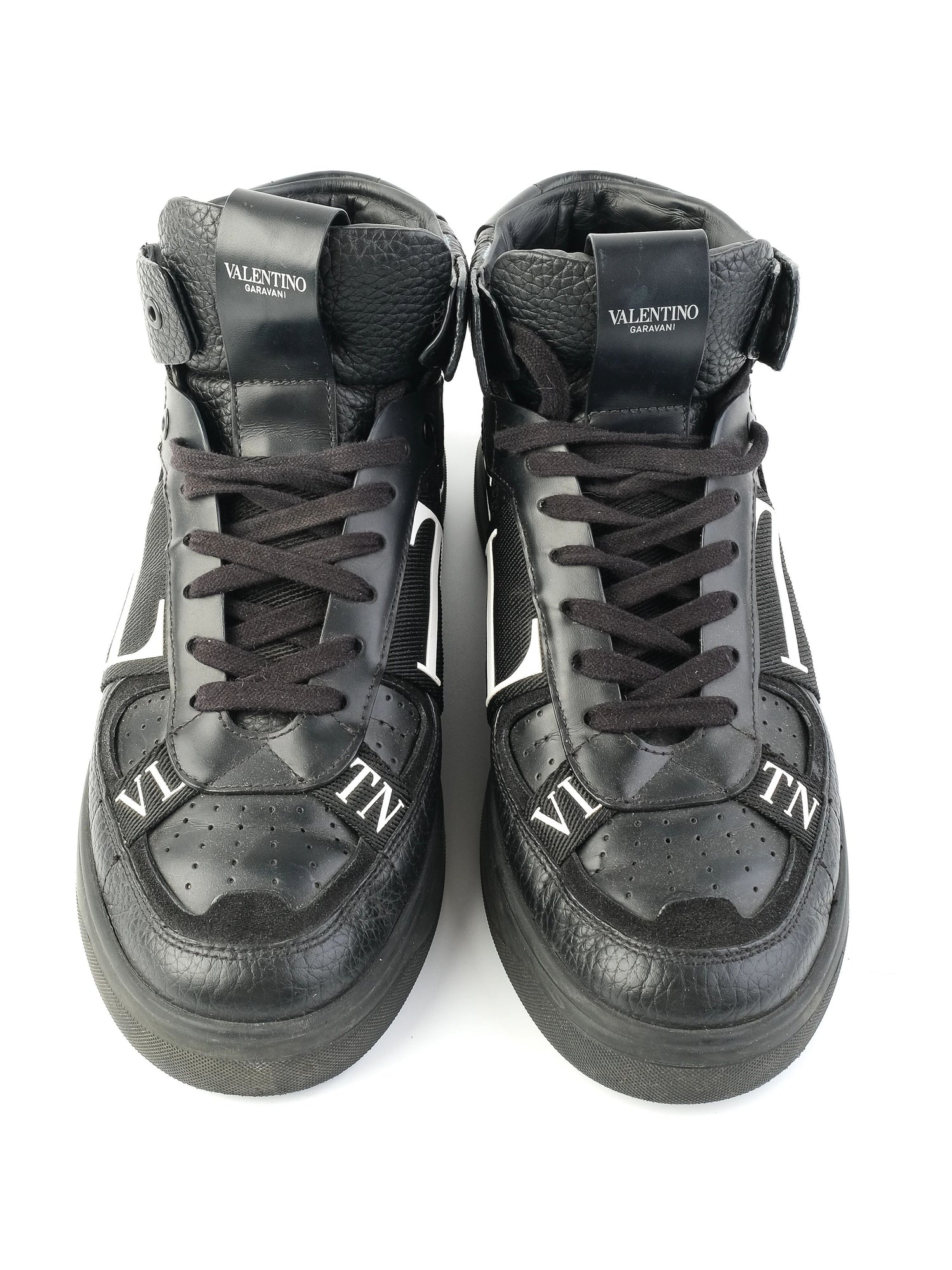 Excellent Valentino Black Leather High-Top Sneakers Size 40