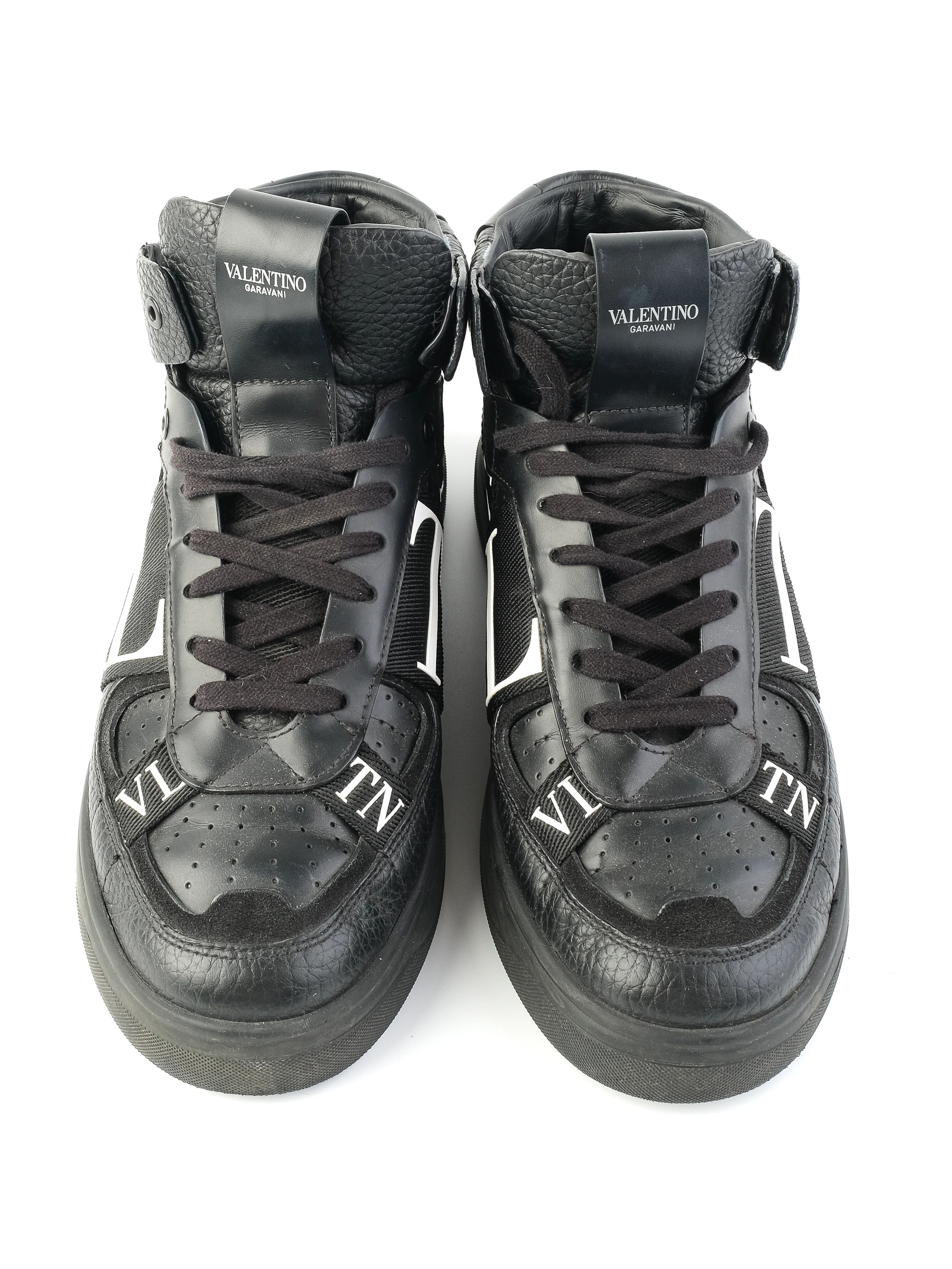 Excellent Valentino Black Leather High-Top Sneakers Size 40