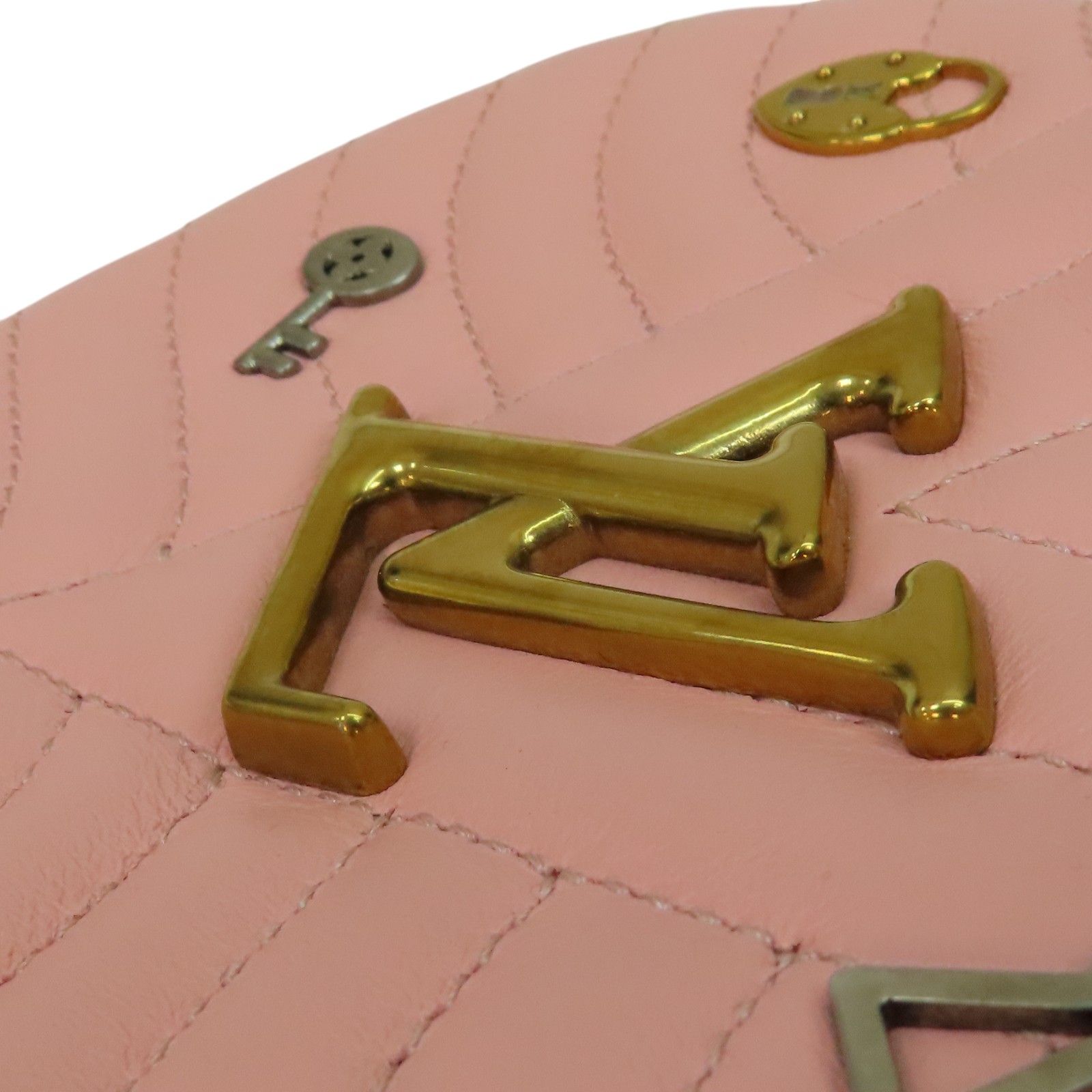 Louis Vuitton New Wave Love Lock Heart Shoulder Bag Calfskin Pink M 53205