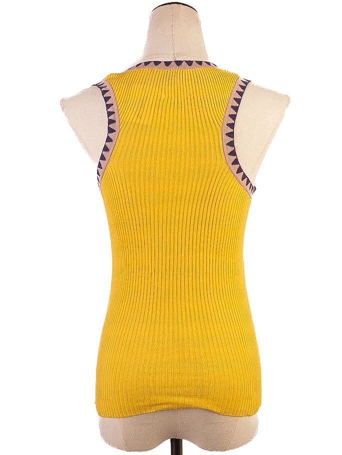 Excellent Etro Yellow Cotton Ribbed Sleeveless Top Size M
