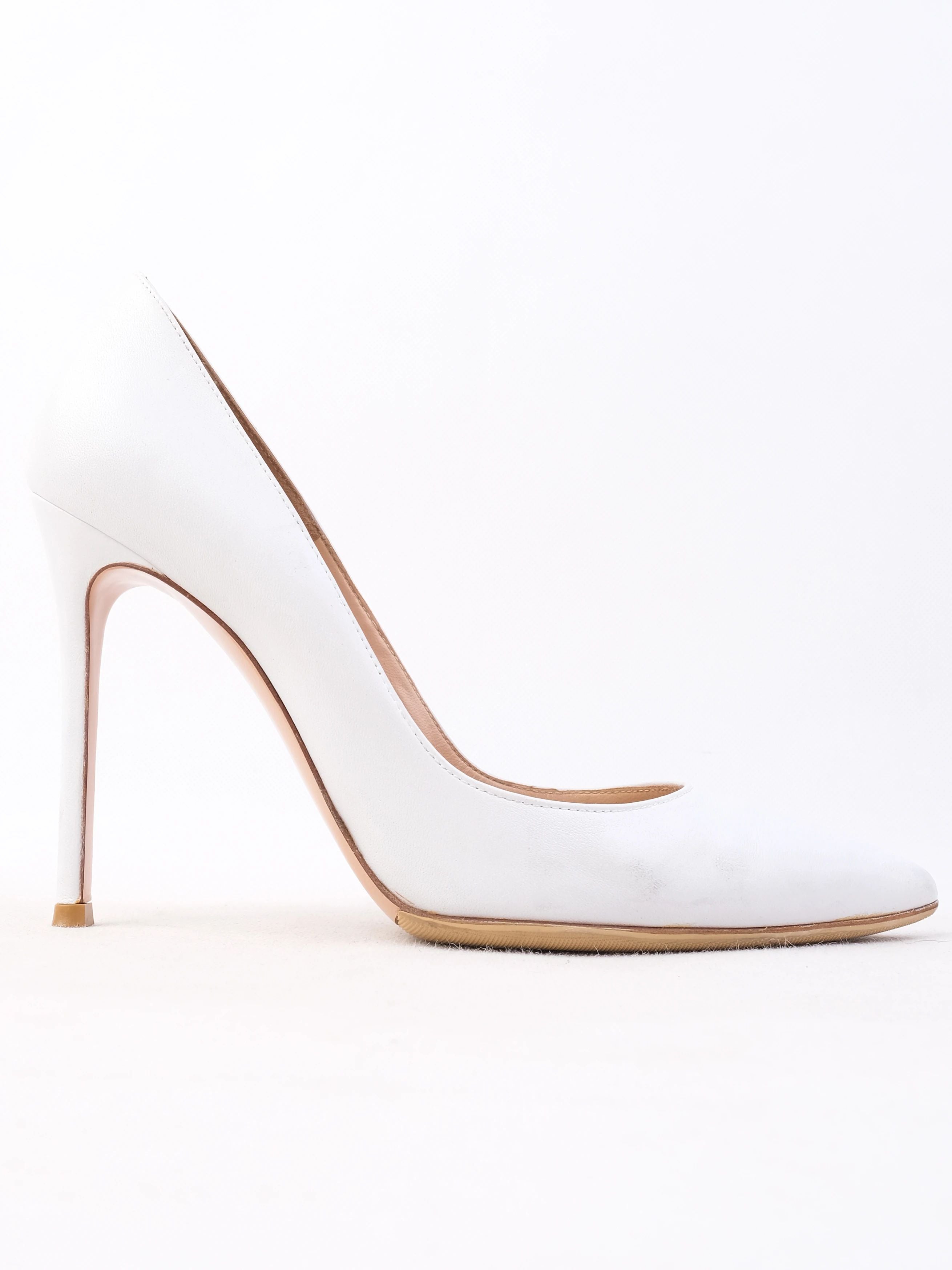 Excellent Gianvito Rossi White Leather High-Heeled Shoes Size 39