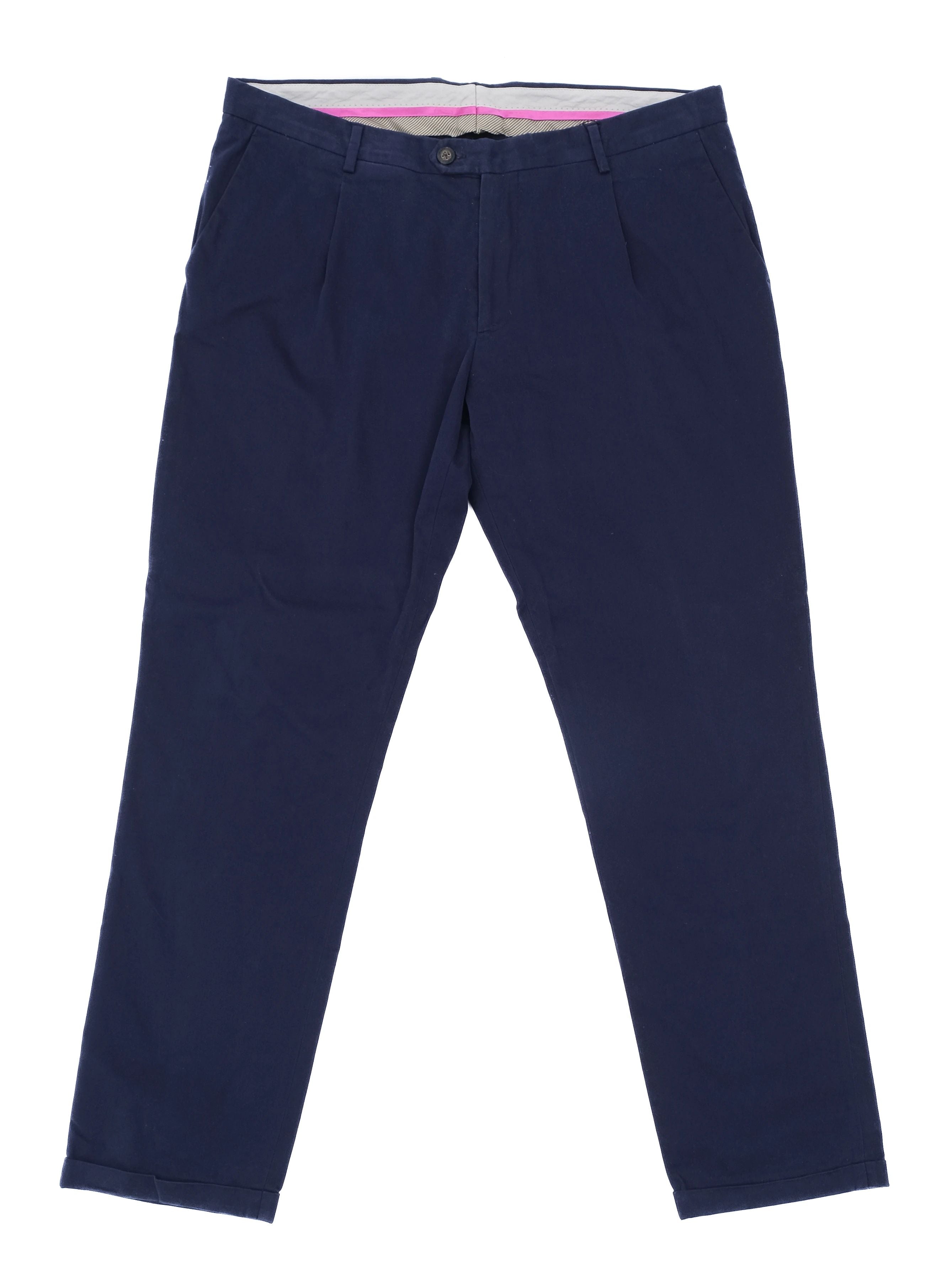 Excellent Etro Navy Blue Cotton Pants Size 3XL Made in Italy