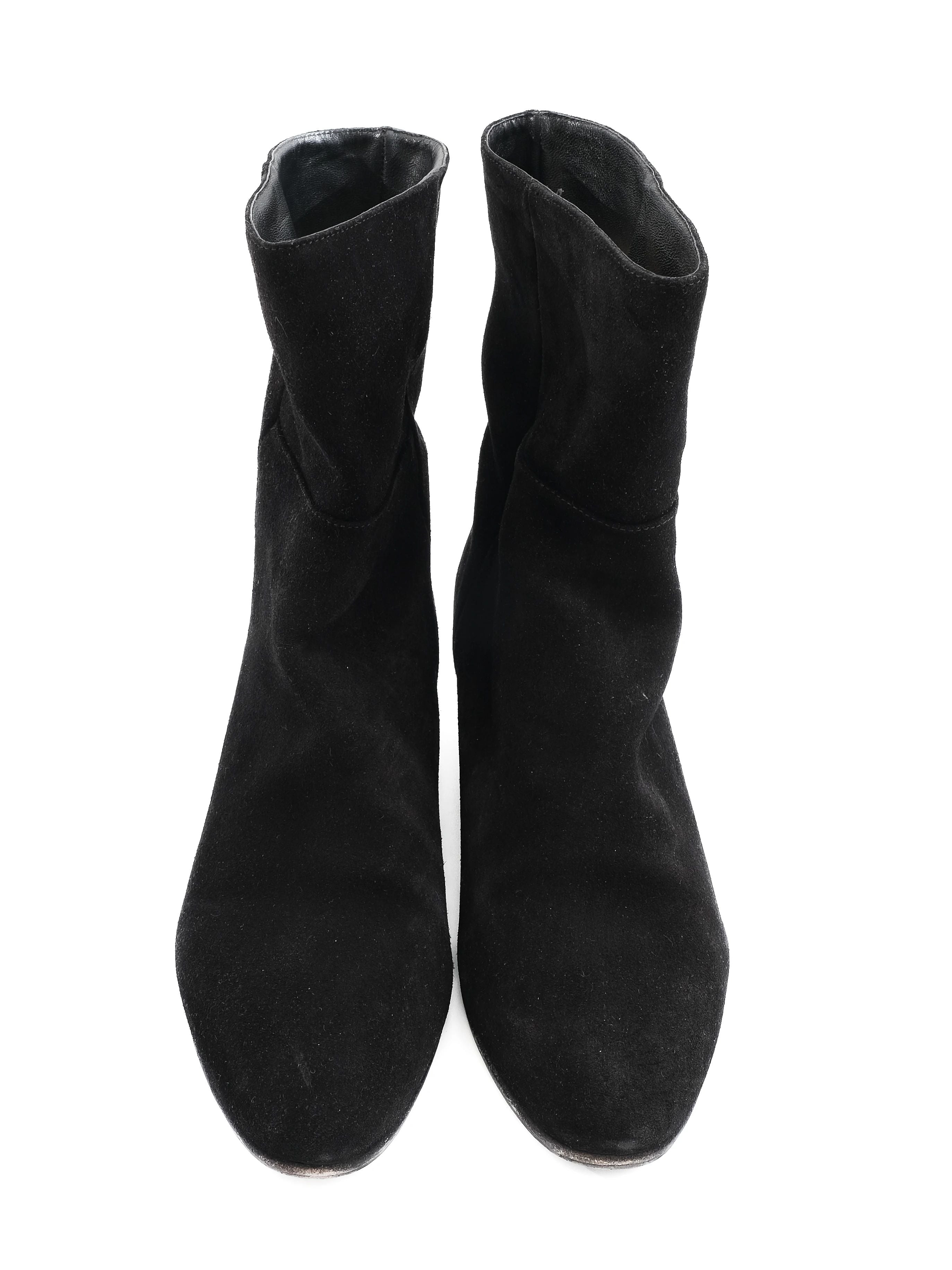 Jimmy Choo Black Leather Wedge Boots Size 39 Women Excellent Condition