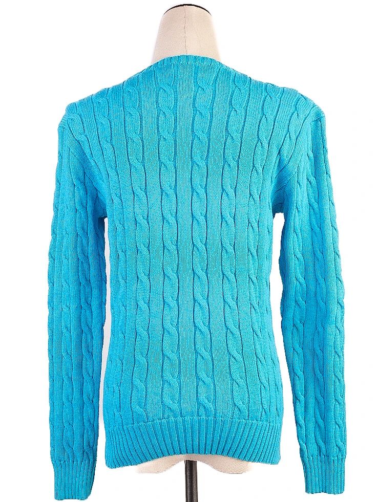 Good Condition Polo Ralph Lauren Blue Cable-Knit Sweater Size M