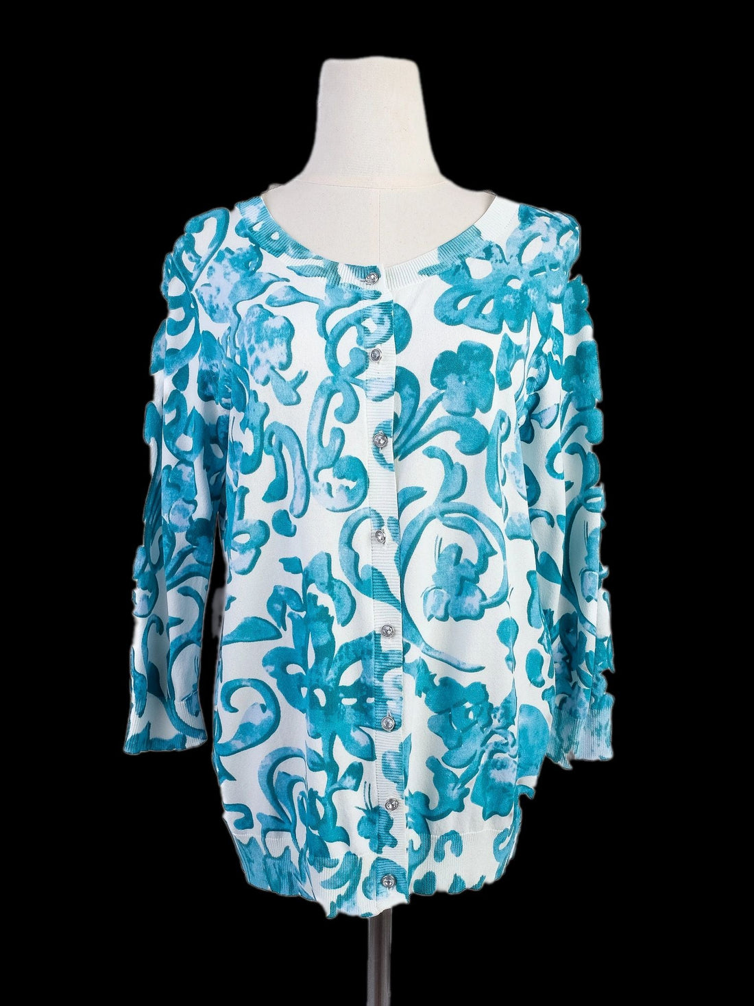 Excellent Luisa Spagnoli Blue Floral Cardigan Women&