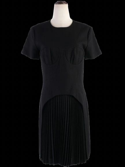 Excellent Christopher Kane Black Wool Dress Size M with Unique Design