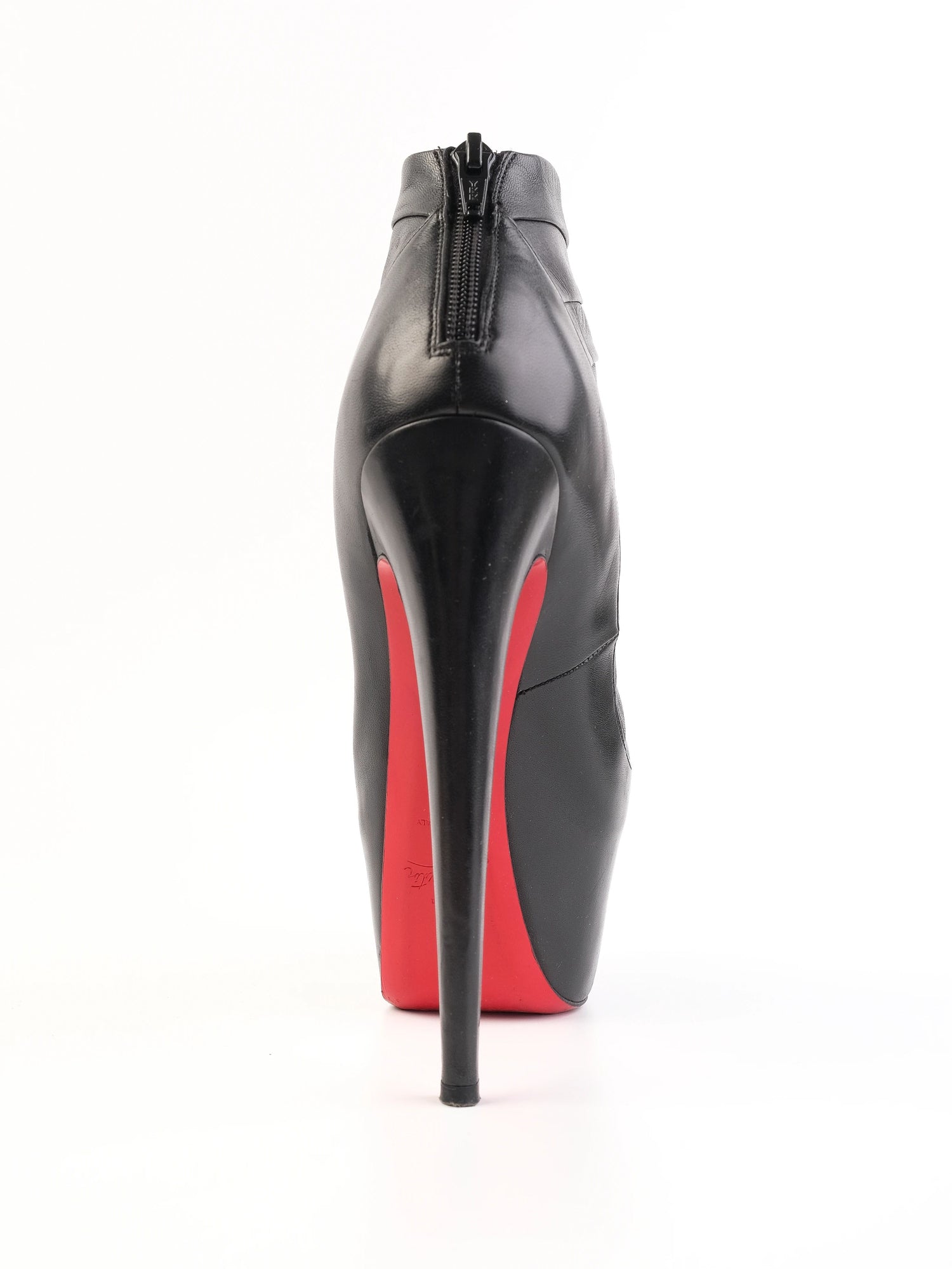 Excellent Christian Louboutin Black Leather Ankle Boots Size 38