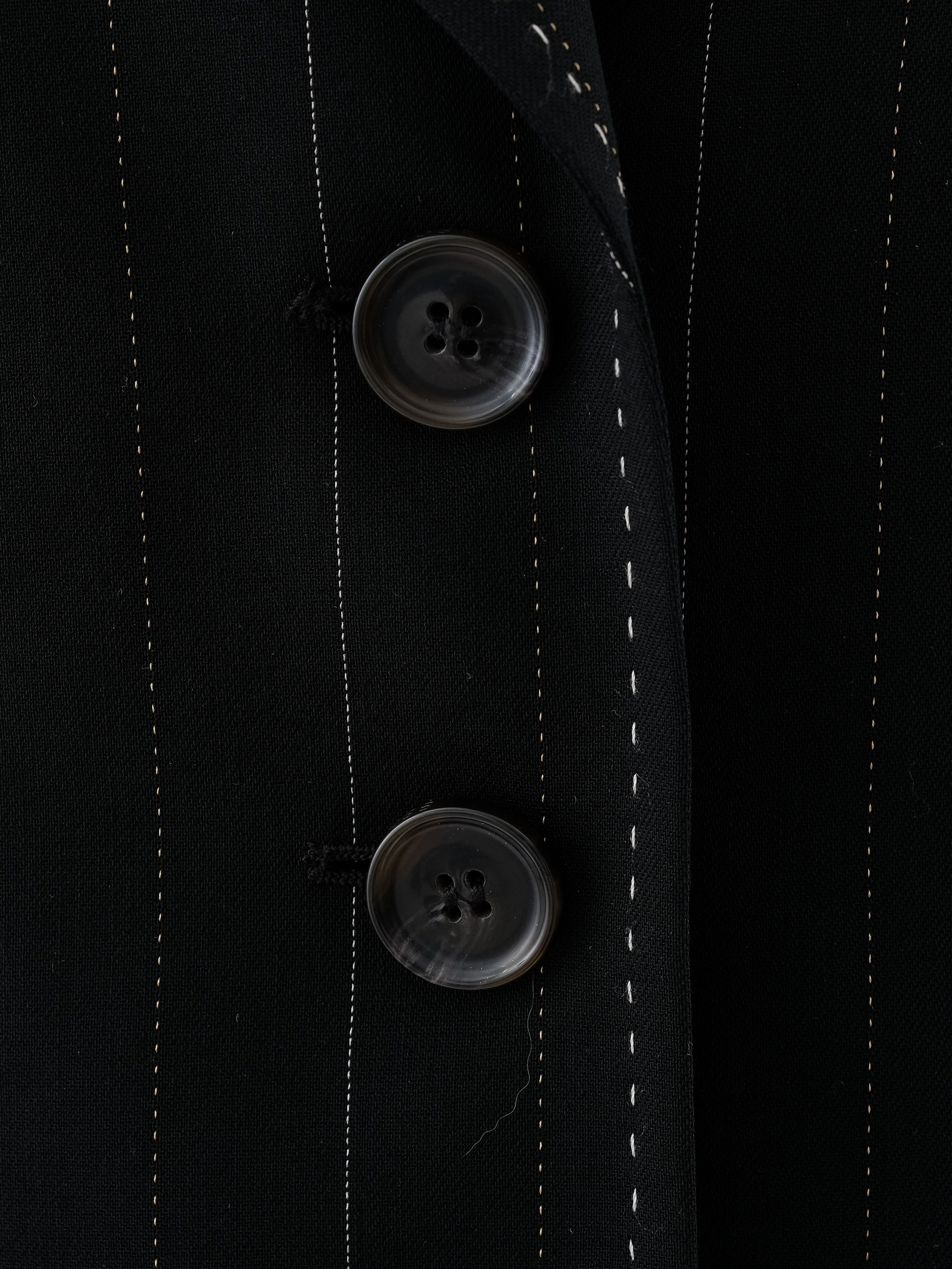 Excellent Escada Black Wool Pinstripe Blazer Size S