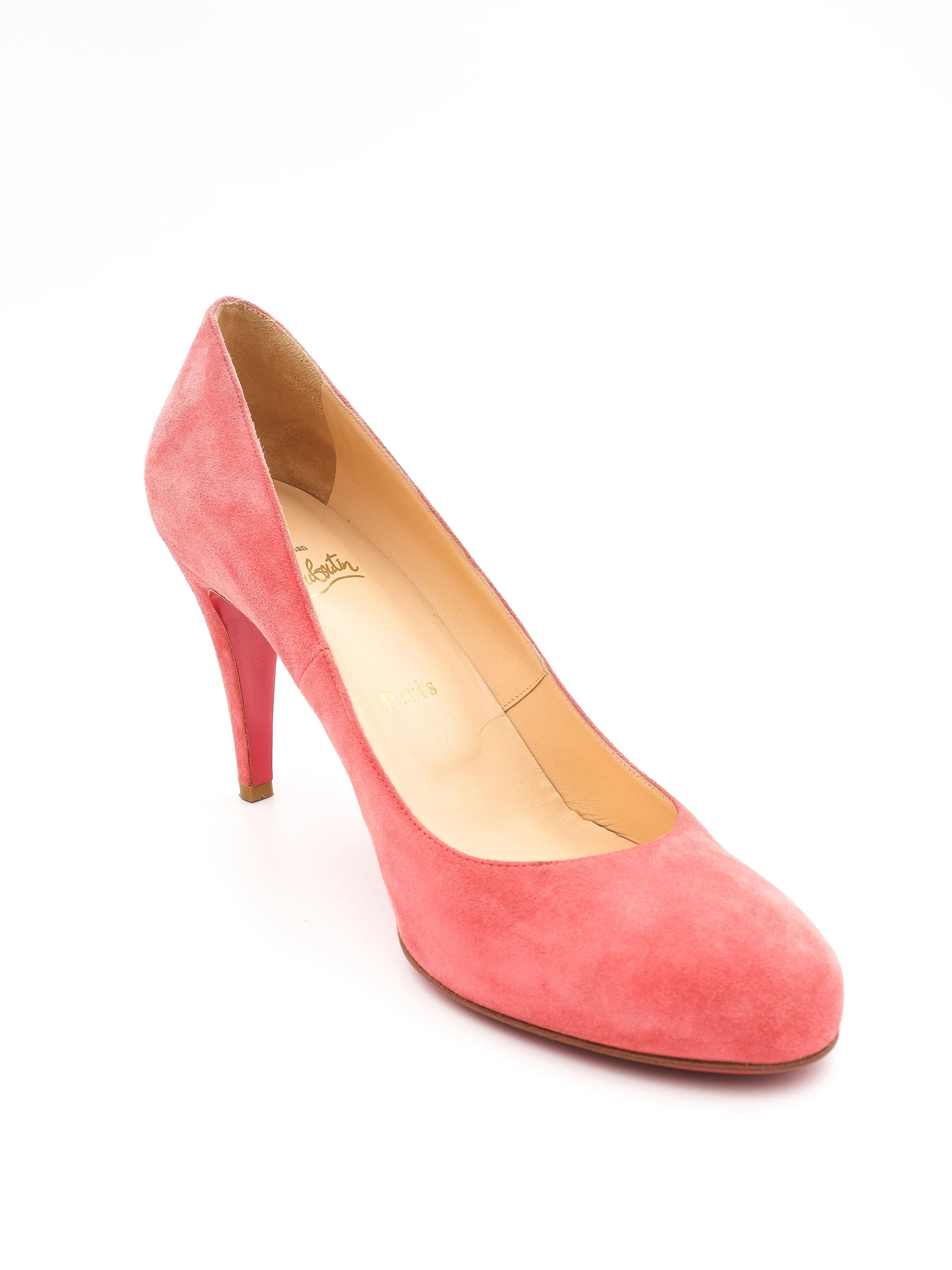 Excellent Christian Louboutin Pink Suede Leather High Heels Pumps