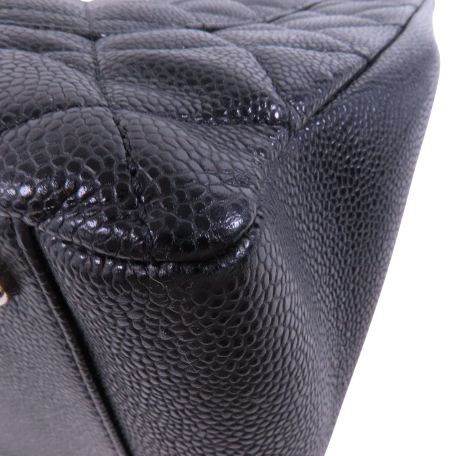 Chanel Black Cowhide Leather Gst Silver Crosshair Shoulder Bag Calfskin (cowhide)