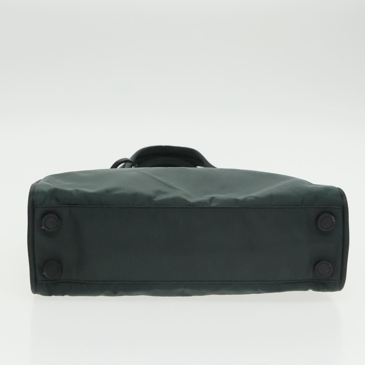 Prada Hand Bag Nylon Green Silver Auth