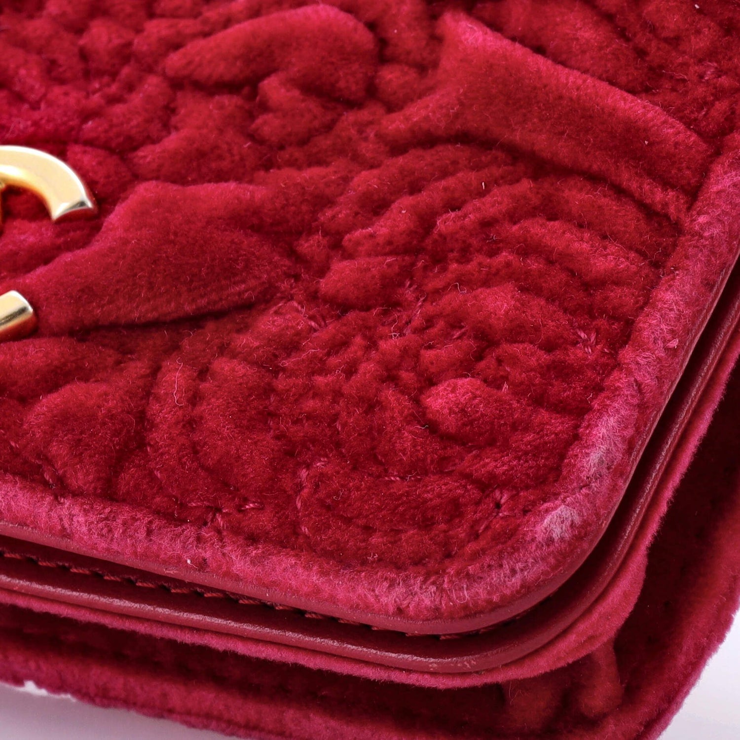 Chanel Flap Coin Purse With Chain Camellia Velvet