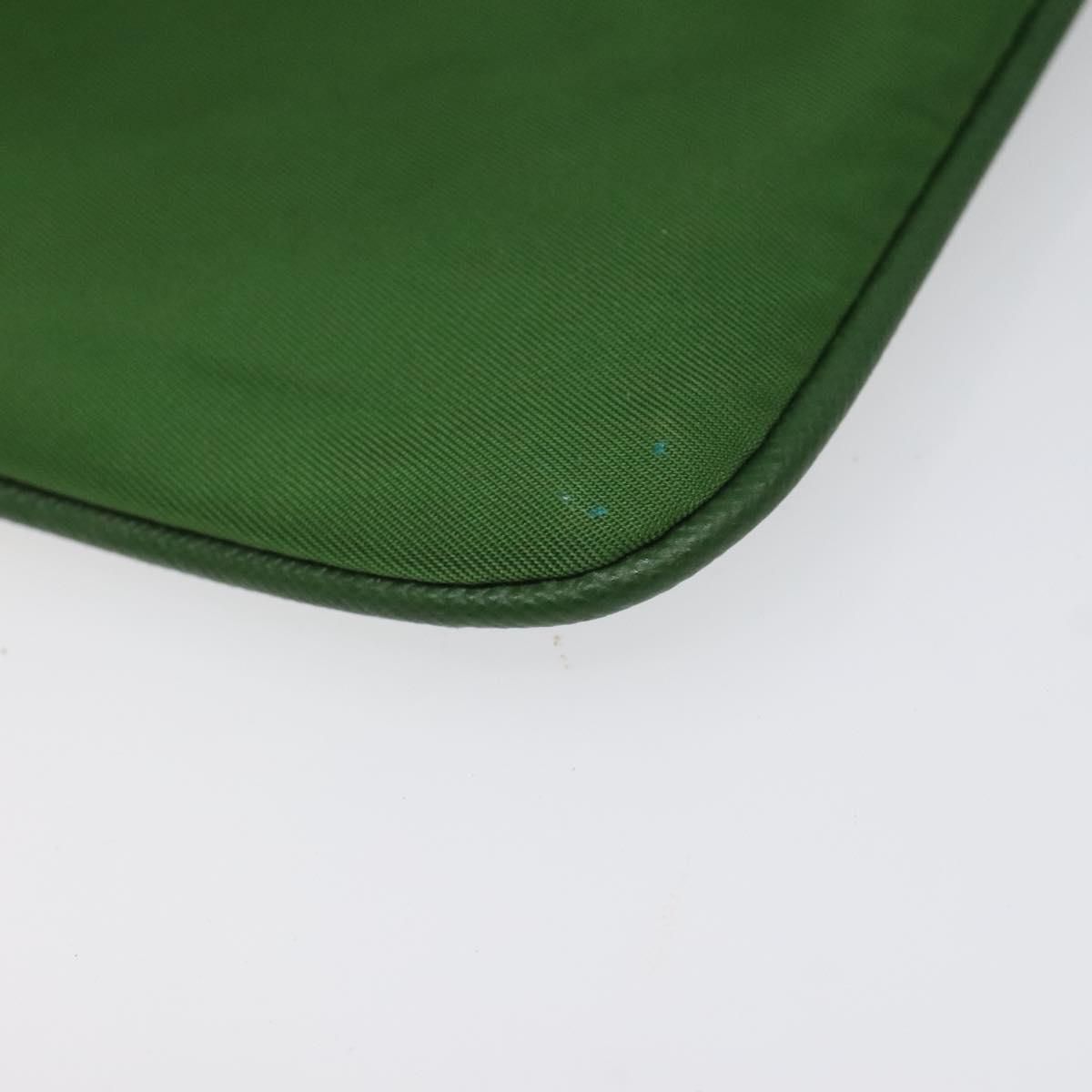 Prada Pouch Nylon Green Gold Auth