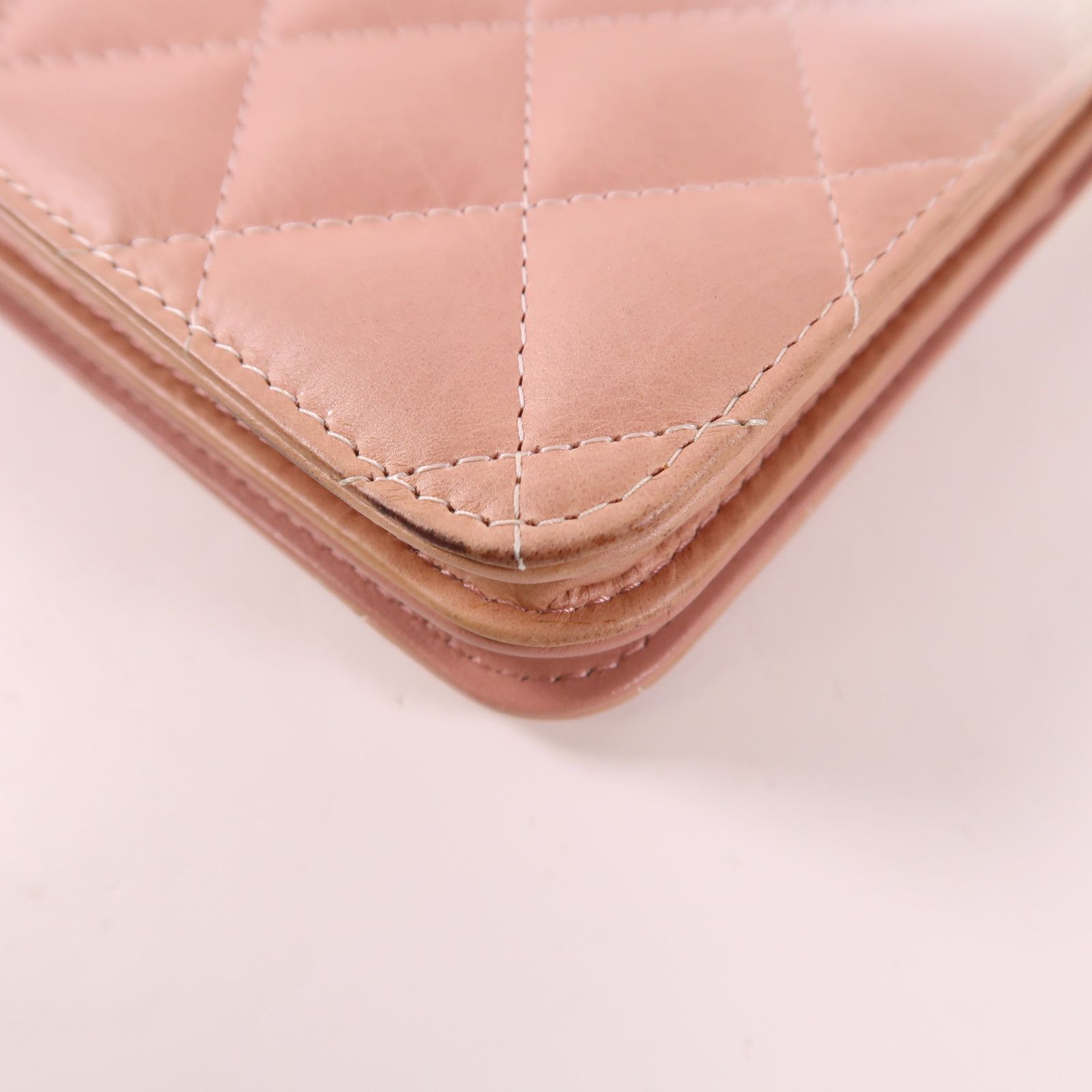 Chanel White Pink/white Lacquer Leather/cowhide Leather Woc Wallet On Chain Silver Cross Shoulder Bag