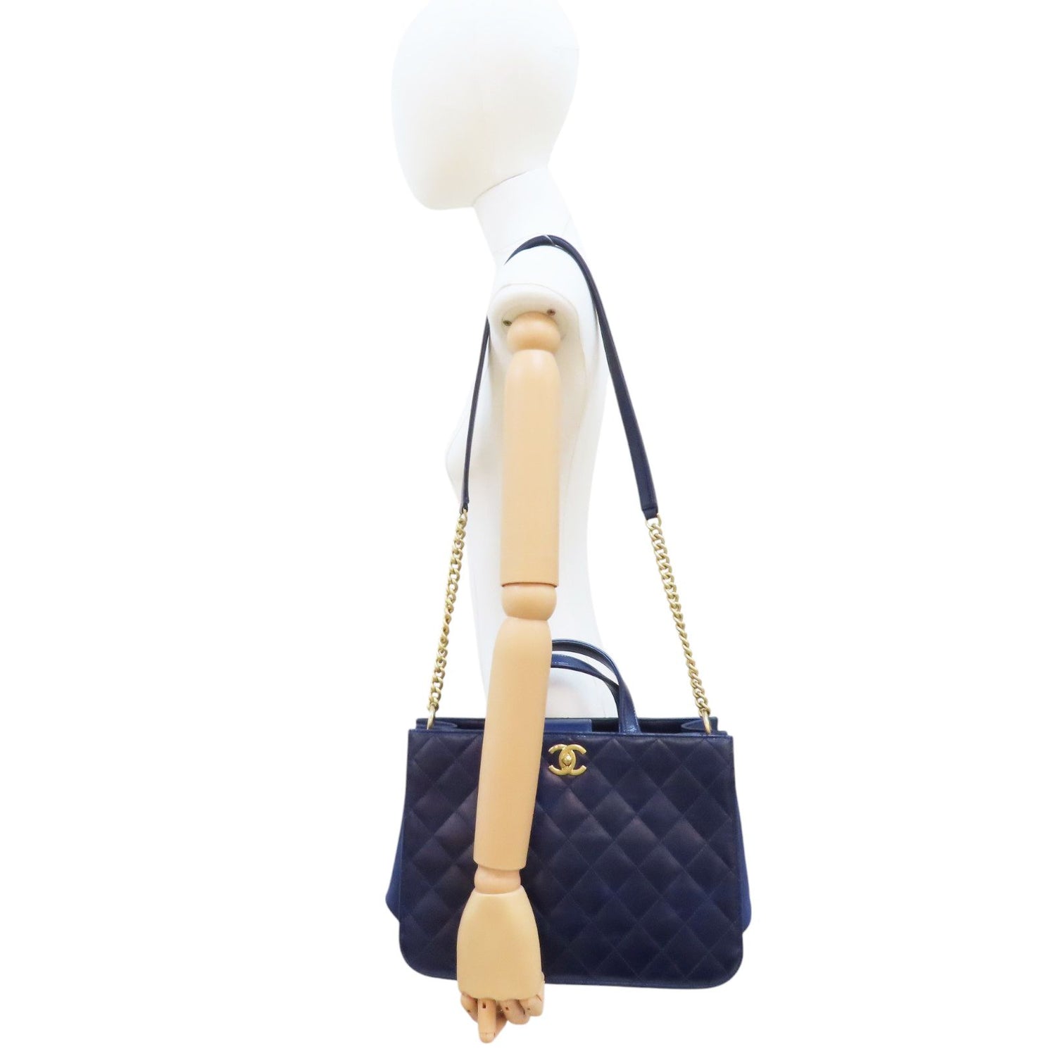 Chanel Matelasse Coco Mark Shoulder Handbag Calfskin Blue Gold Metal